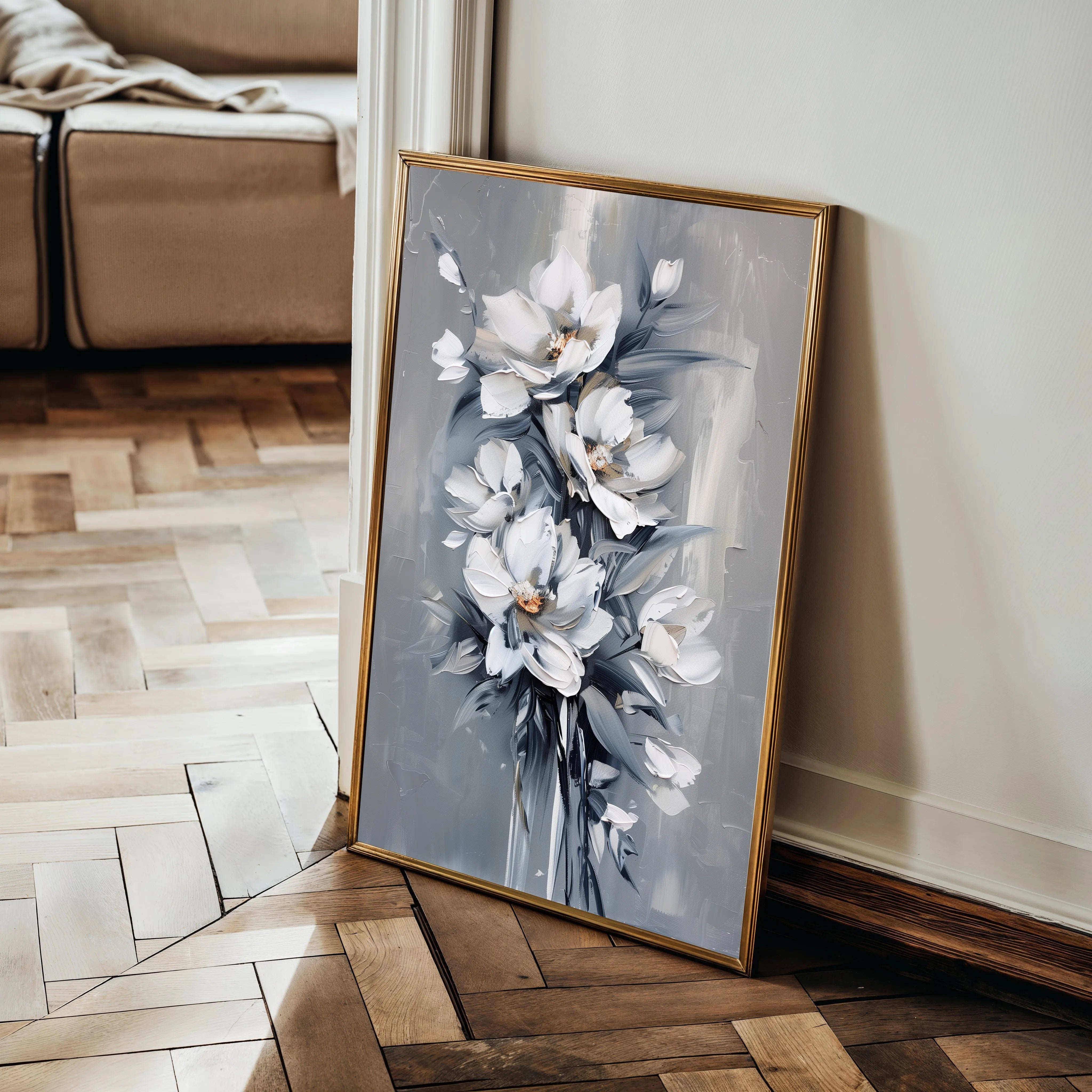 Floral 827 Canvas Art 60 x 40 cm / Black