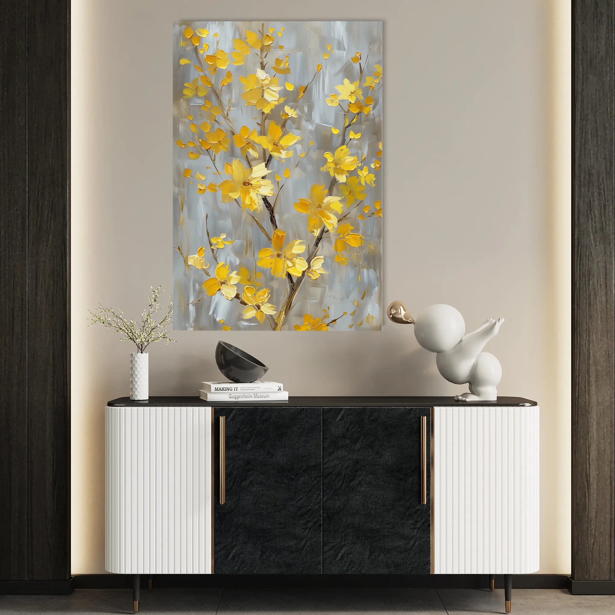 Floral 829 Canvas Art 60 x 40 cm / Black