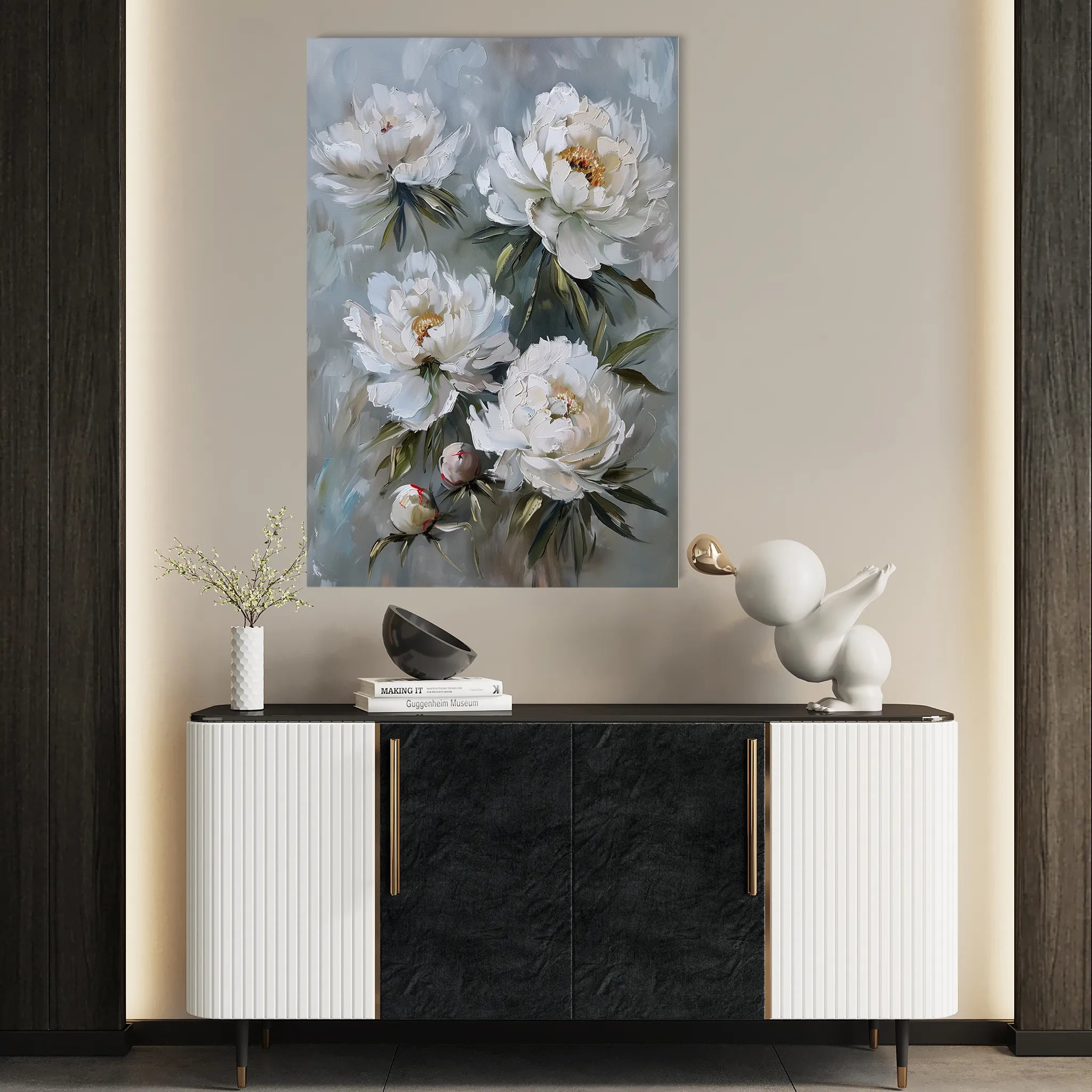Floral 831 Canvas Art 60 x 40 cm / Black