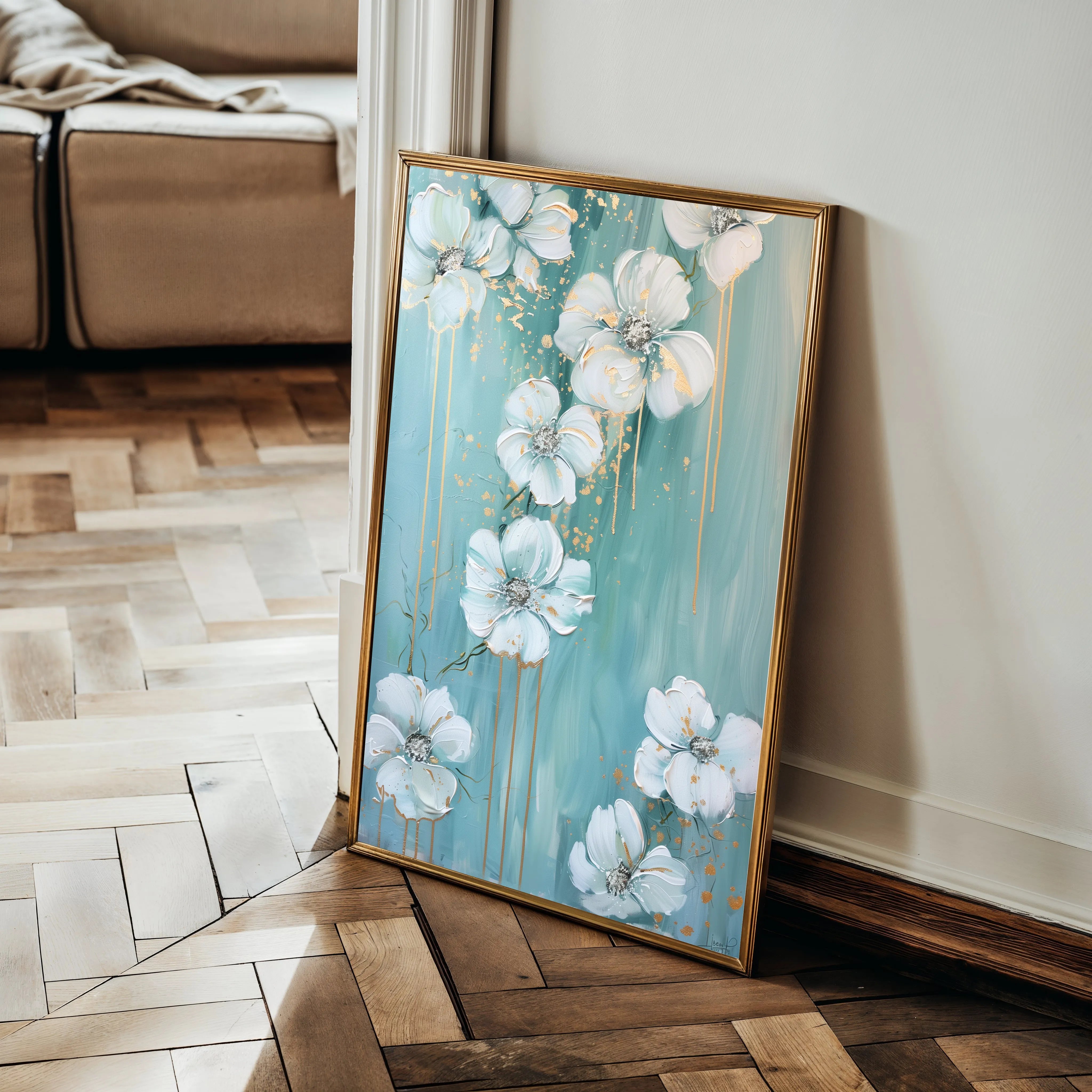 Floral 832 Canvas Art 60 x 40 cm / Black