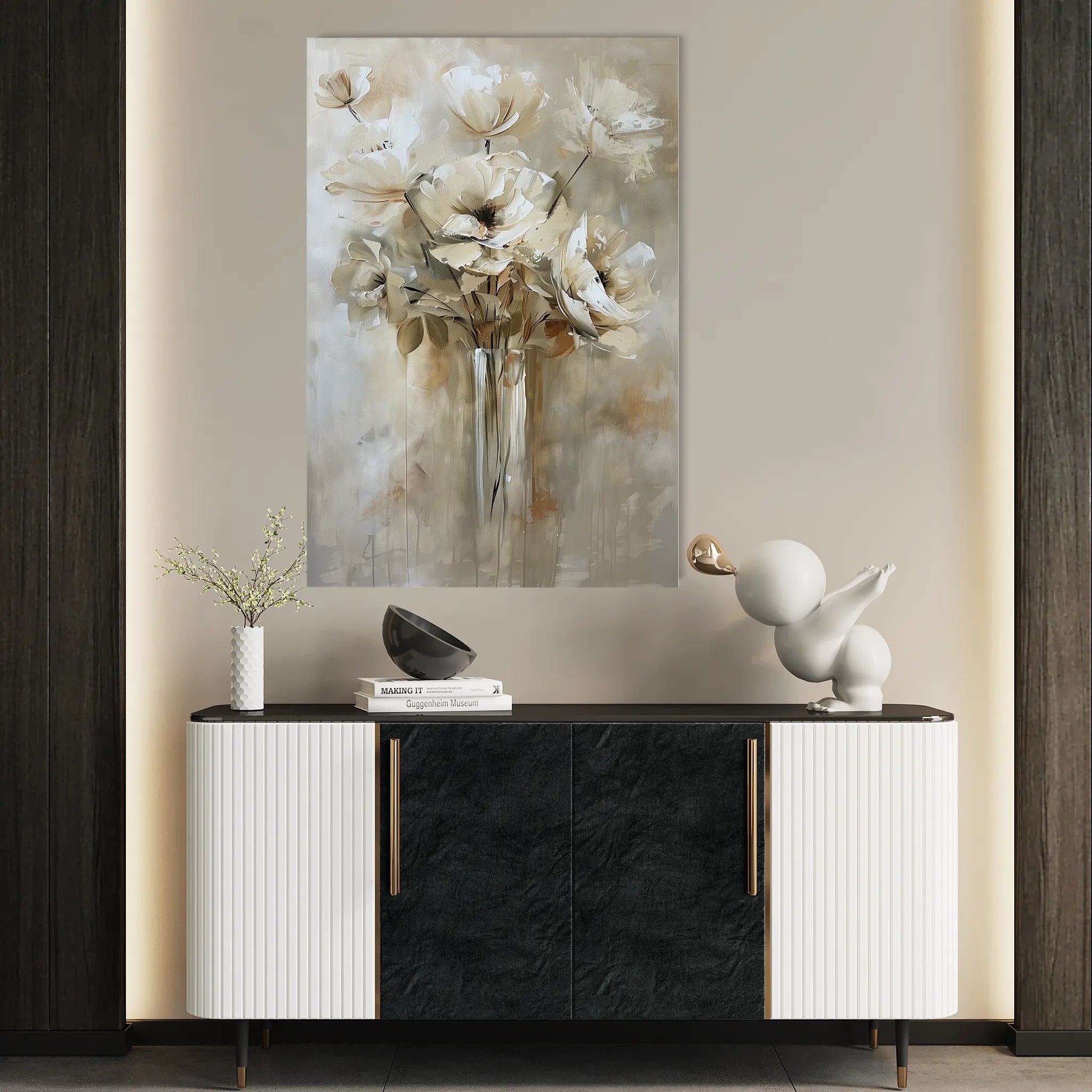 Floral 833 Canvas Art 60 x 40 cm / Black
