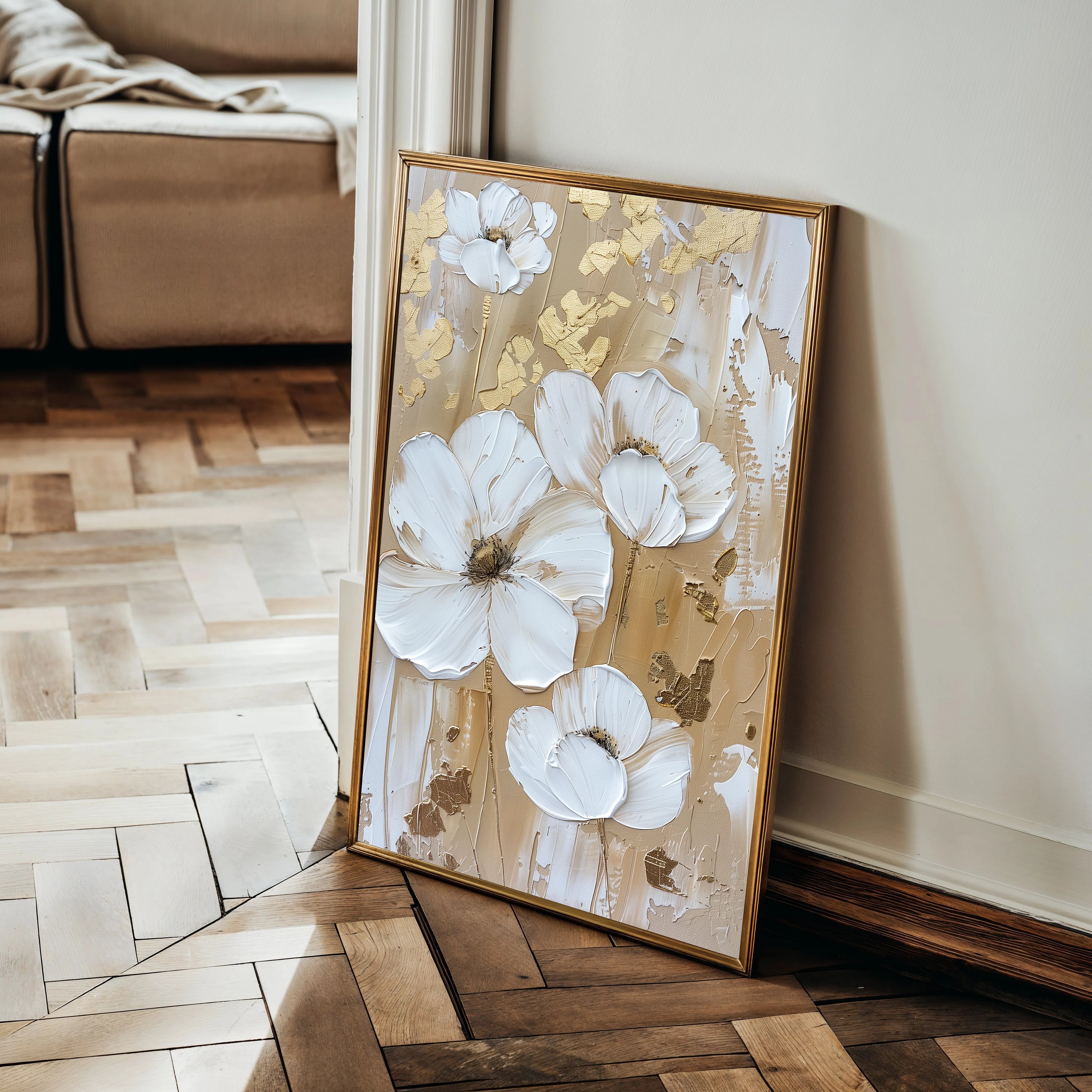 Floral 834 Canvas Art 60 x 40 cm / Black