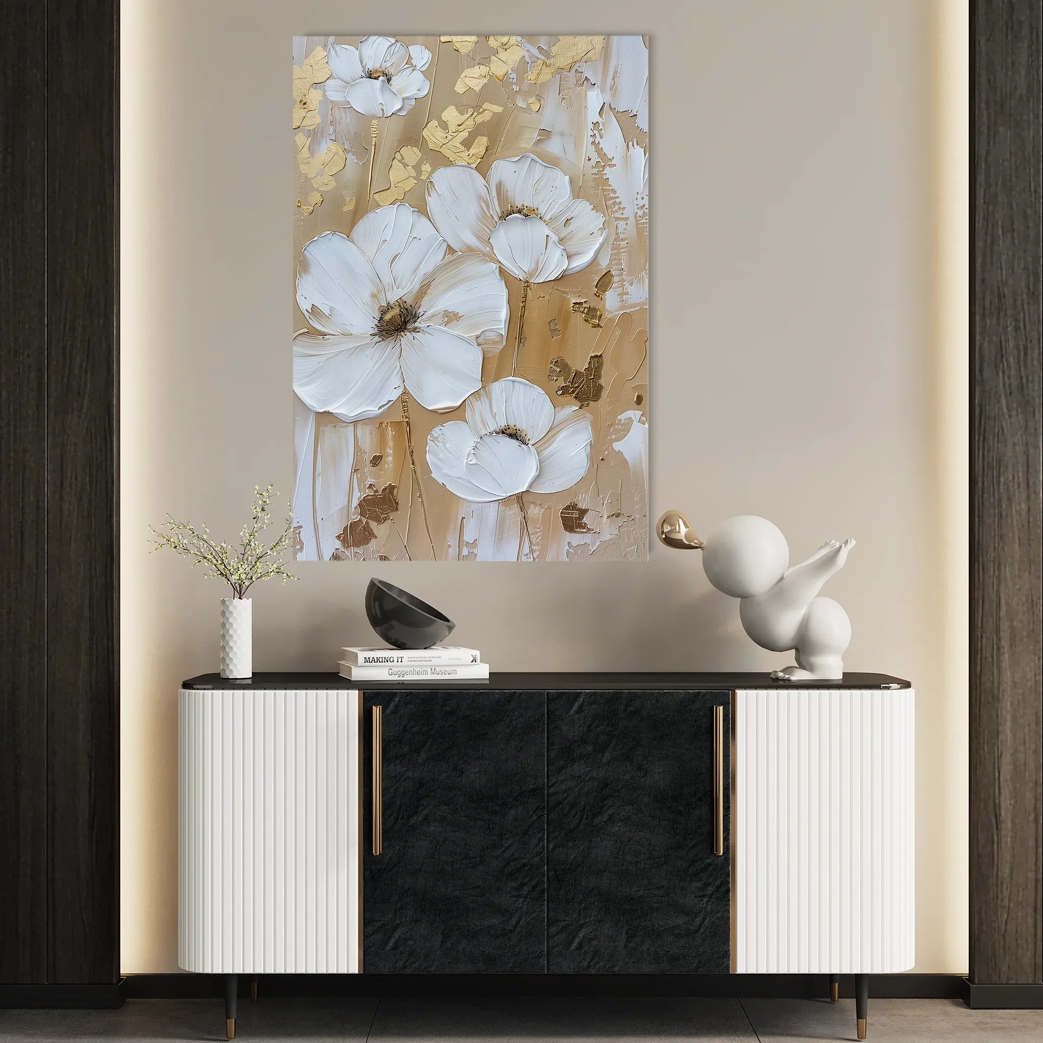 Floral 834 Canvas Art 60 x 40 cm / Black