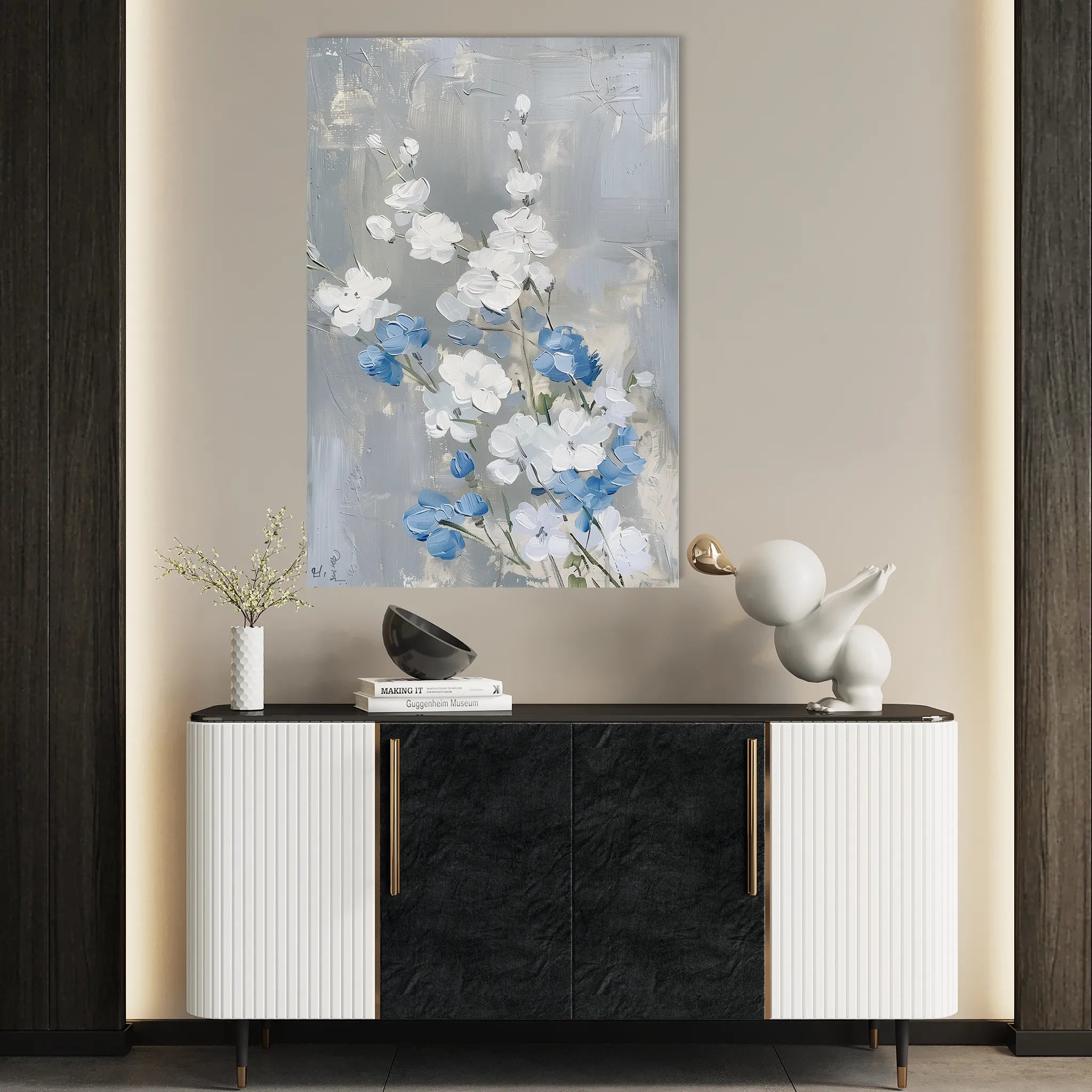 Floral 835 Canvas Art 60 x 40 cm / Black