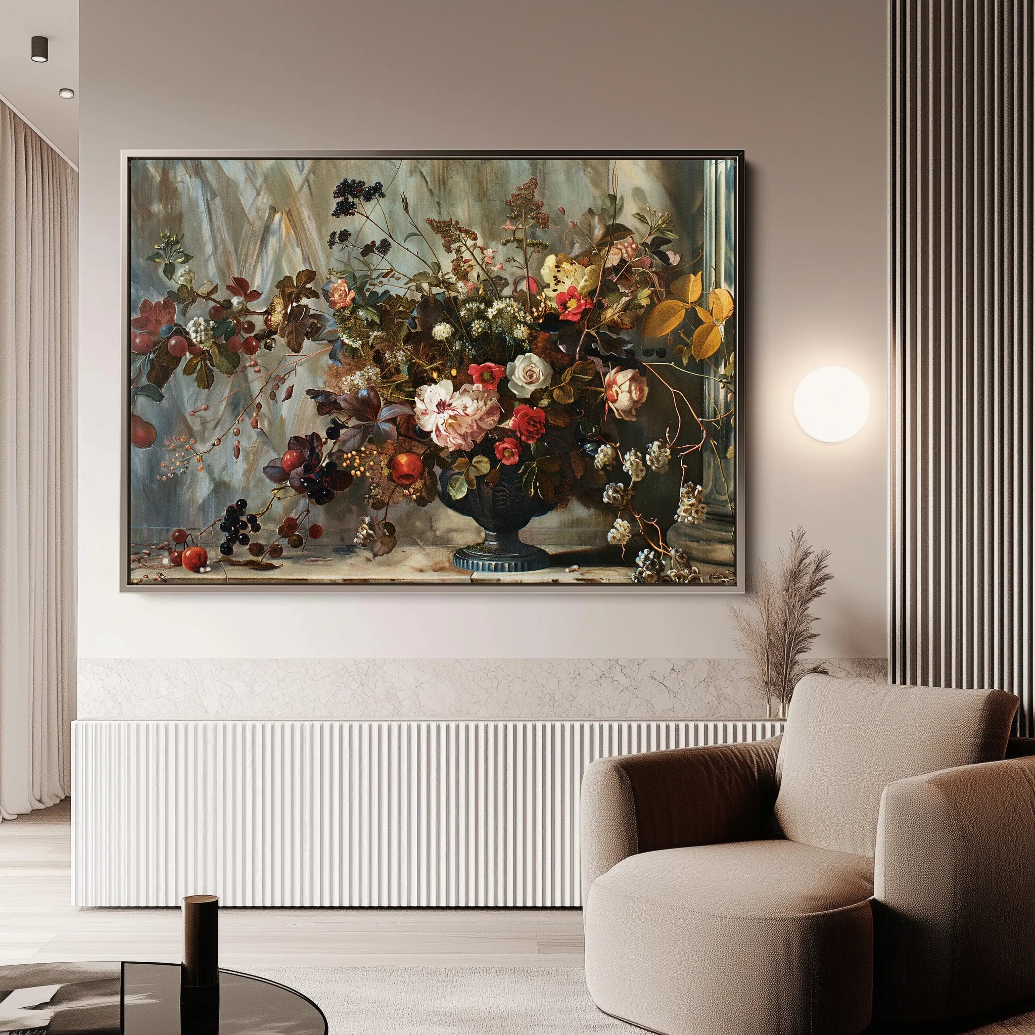 Floral 864 Canvas Art 60 x 40 cm / Black