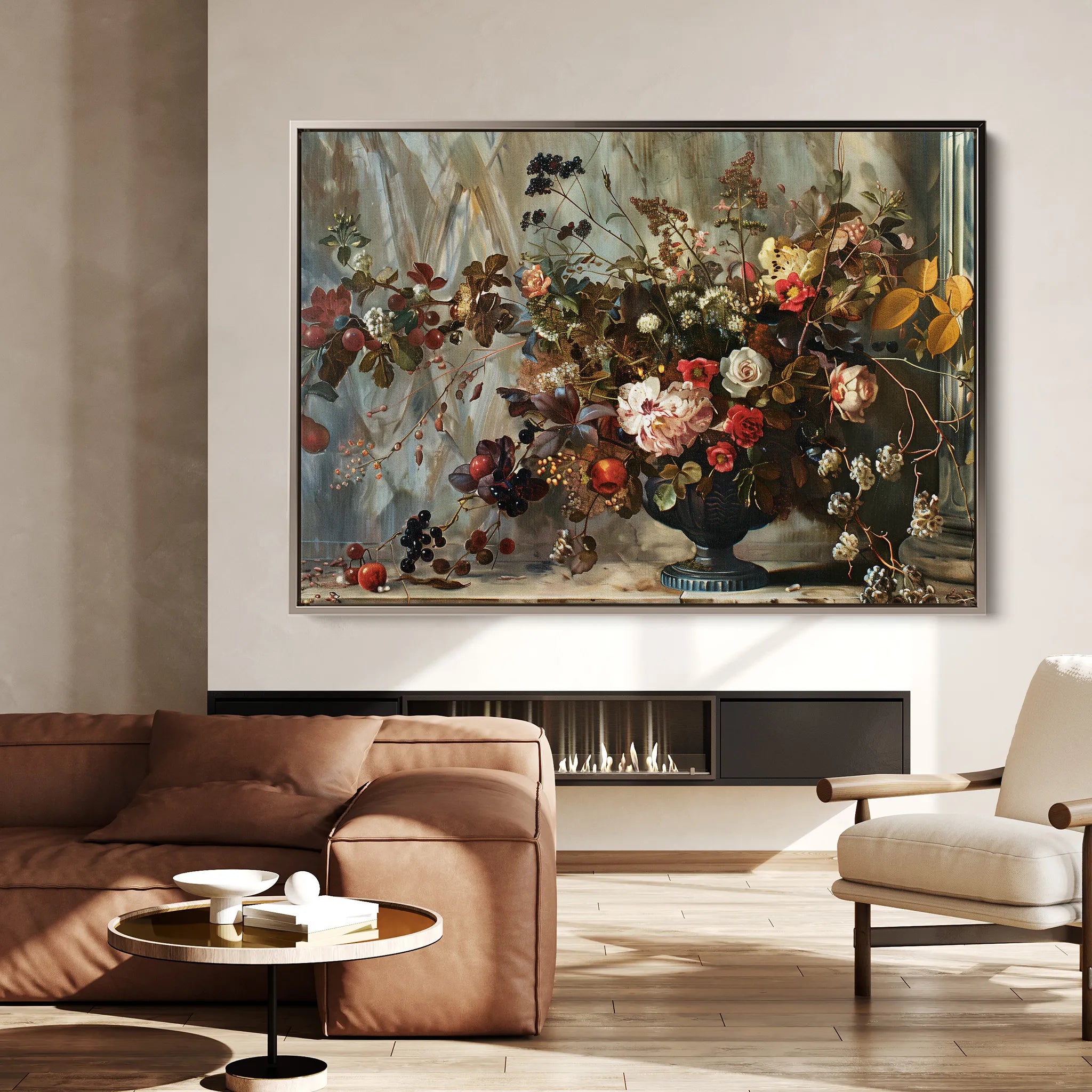 Floral 864 Canvas Art 60 x 40 cm / Black