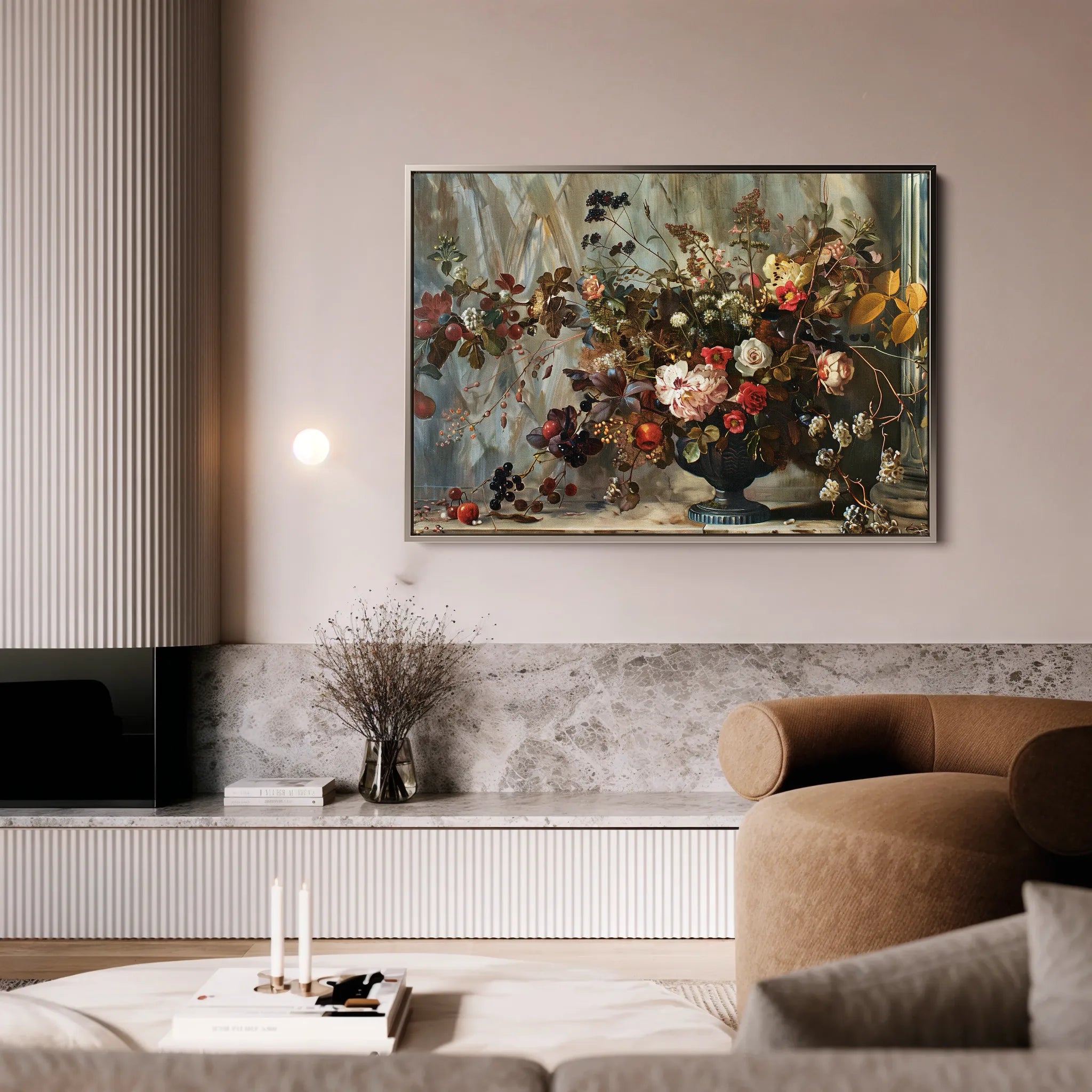 Floral 864 Canvas Art 60 x 40 cm / Black