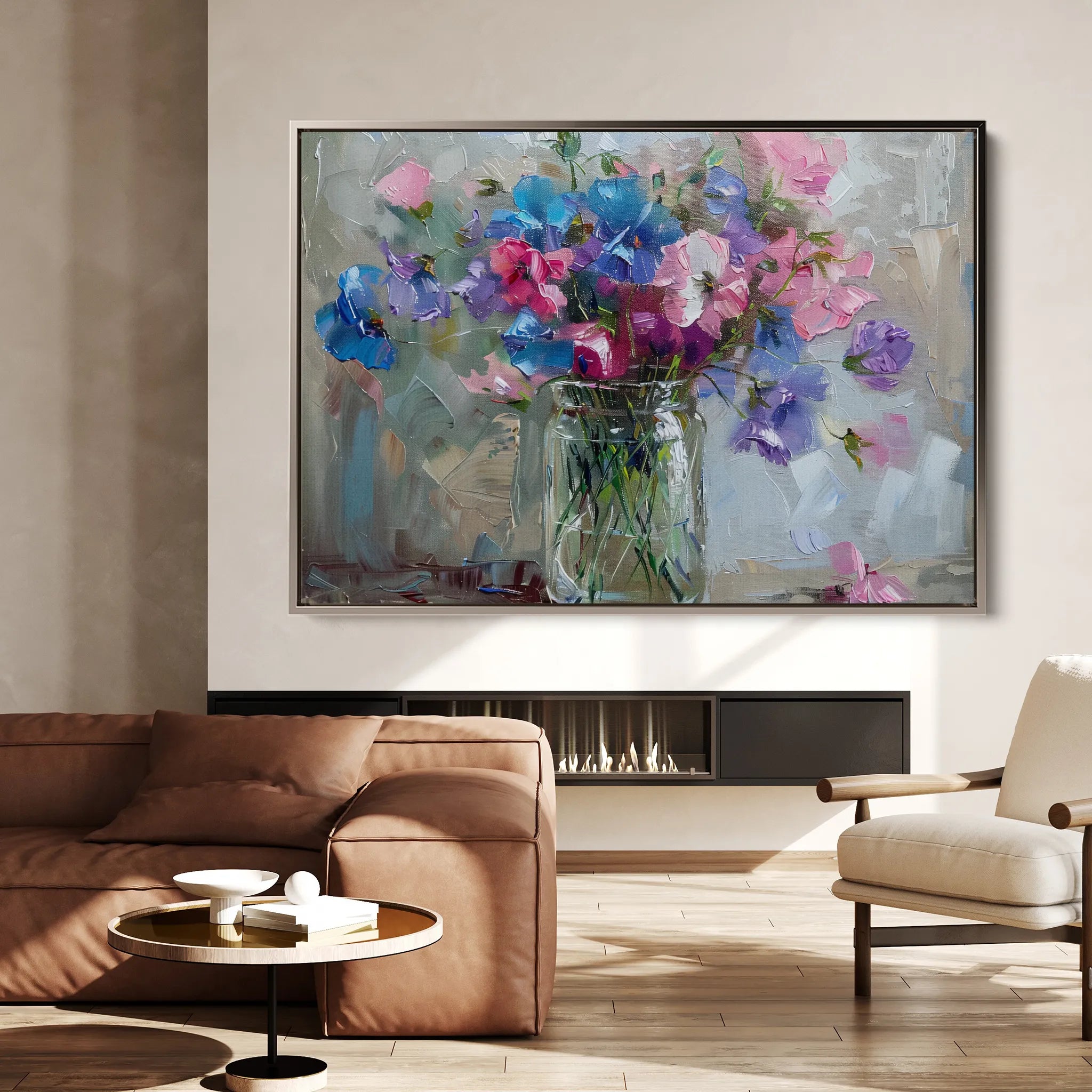 Floral 877 Canvas Art 60 x 40 cm / Black