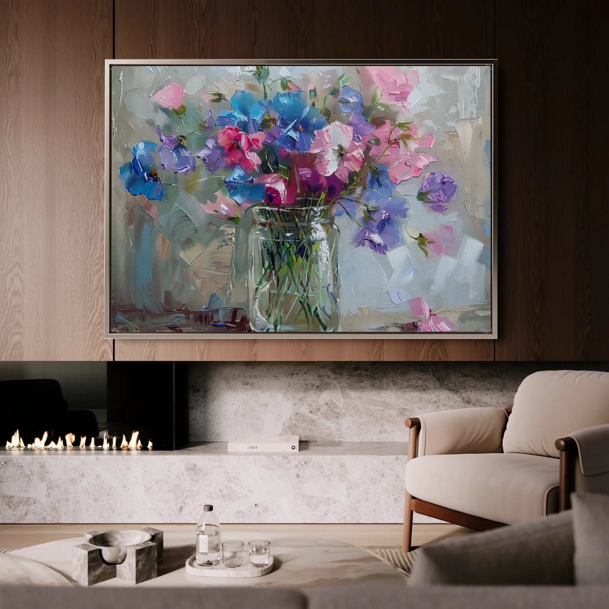 Floral 877 Canvas Art 60 x 40 cm / Black