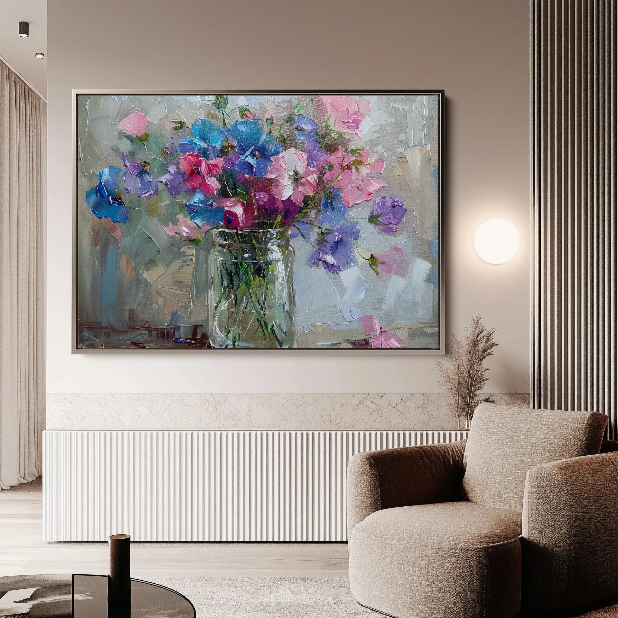 Floral 877 Canvas Art 60 x 40 cm / Black