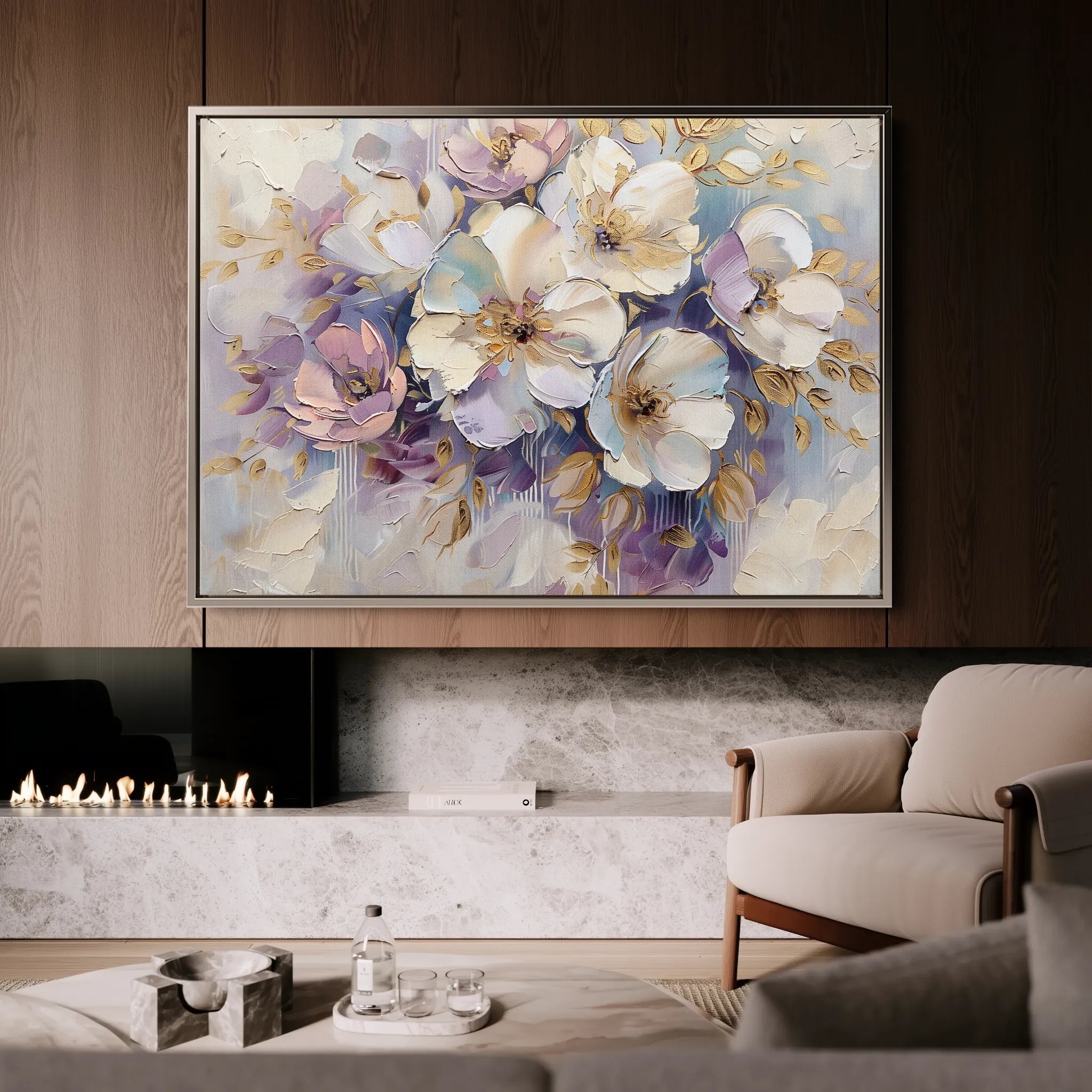 Floral 884 Canvas Art 60 x 40 cm / Black