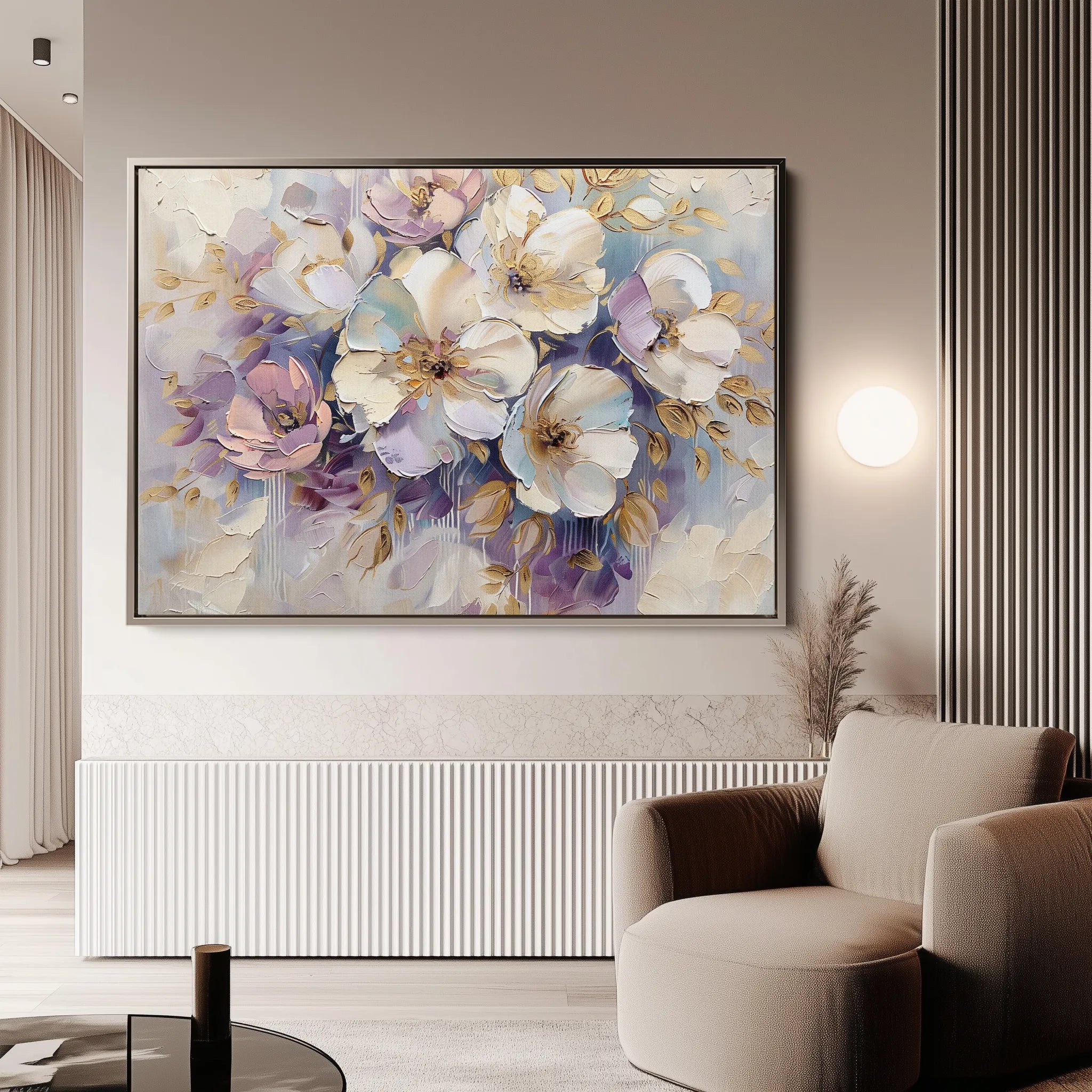 Floral 884 Canvas Art 60 x 40 cm / Black