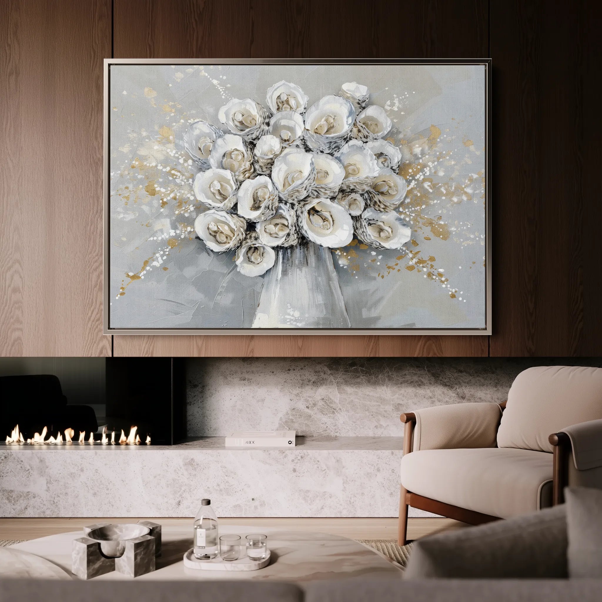 Floral 887 Canvas Art 60 x 40 cm / Black