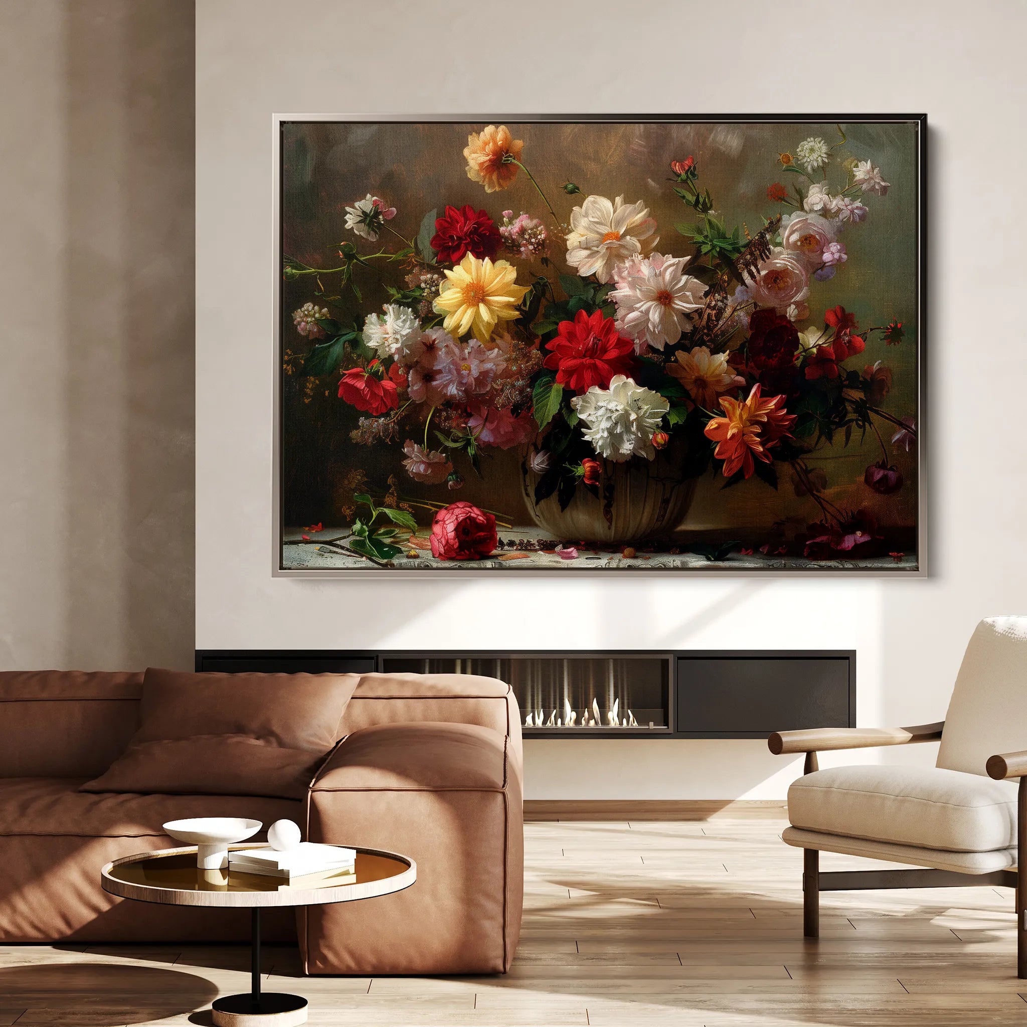 Floral 888 Canvas Art 60 x 40 cm / Black