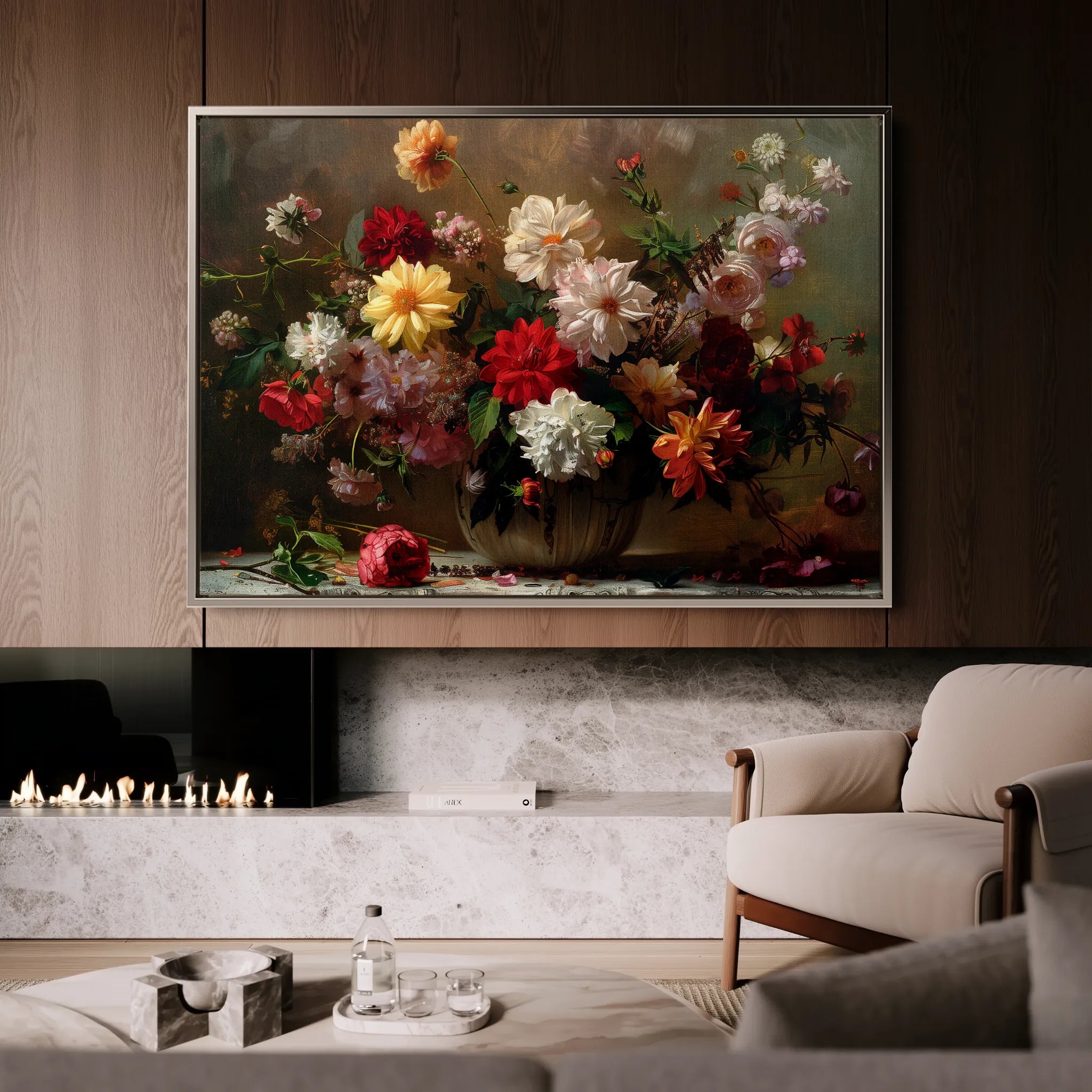 Floral 888 Canvas Art 60 x 40 cm / Black