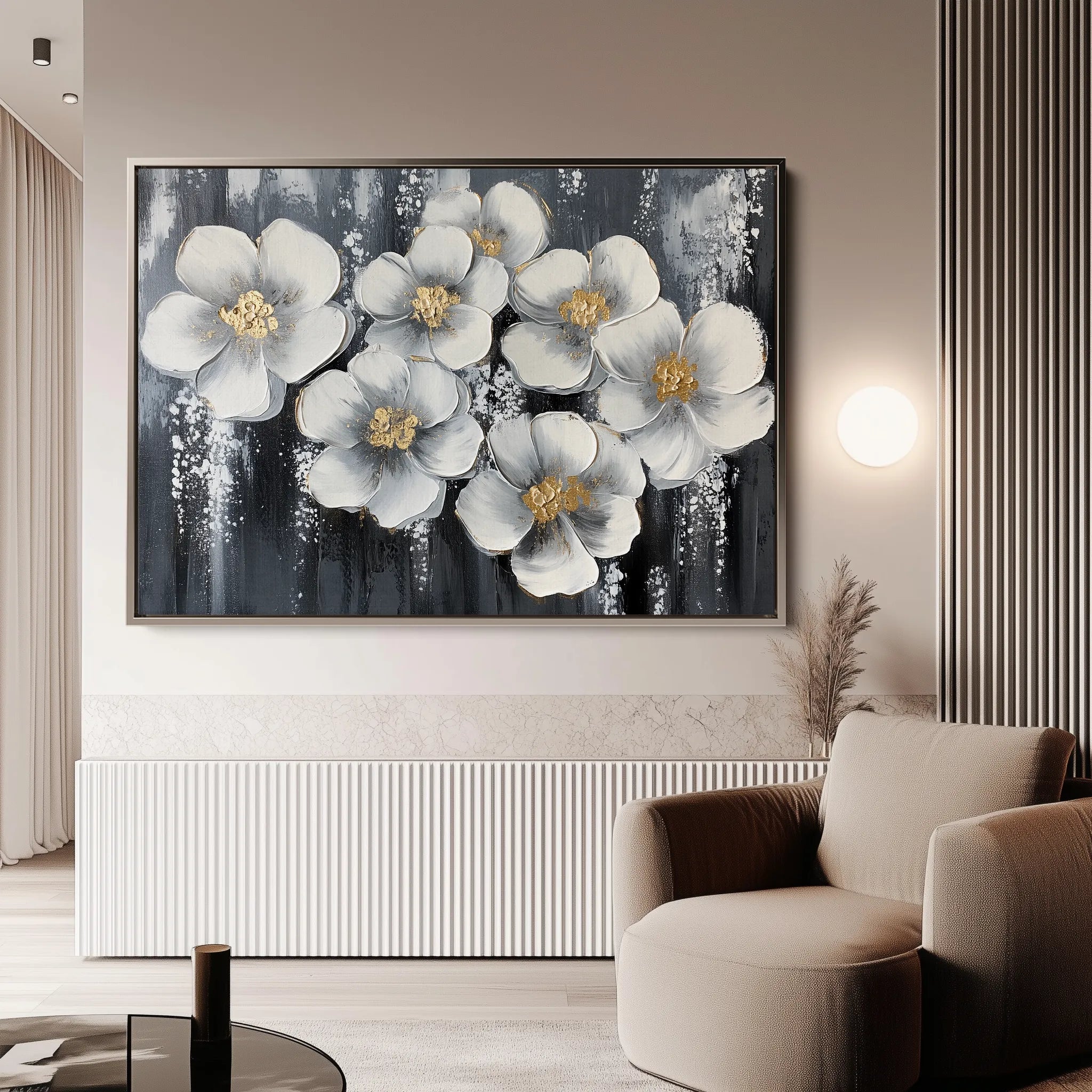 Floral 890 Canvas Art 60 x 40 cm / Black