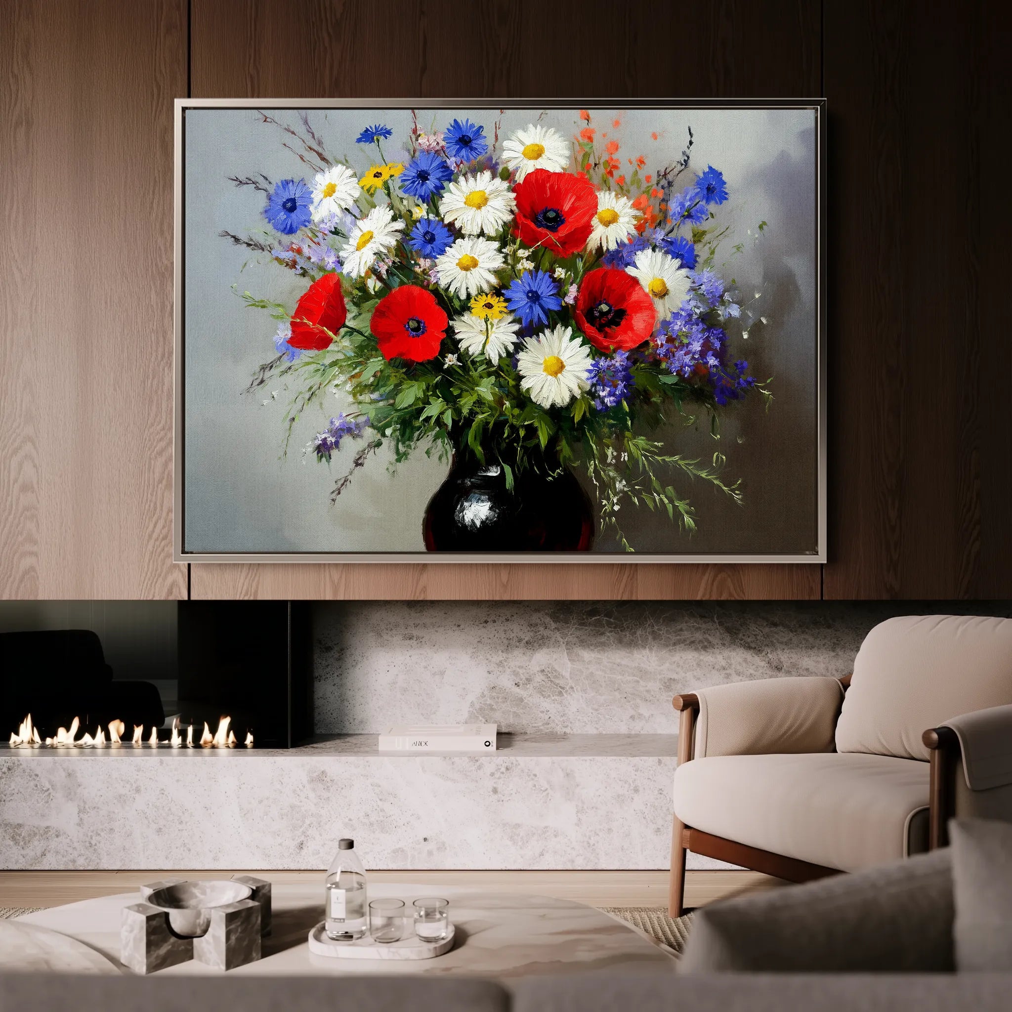 Floral 893 Canvas Art 60 x 40 cm / Black