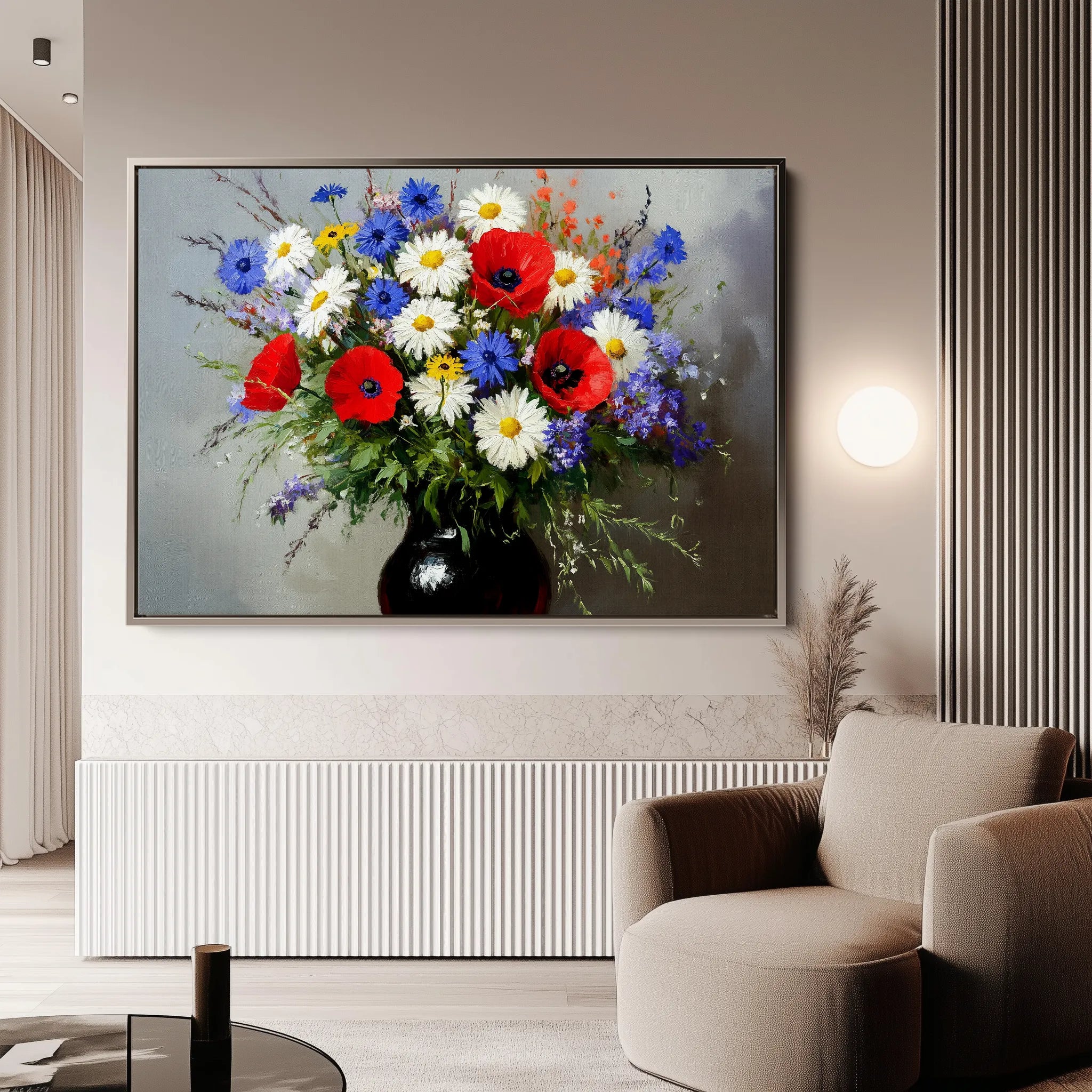 Floral 893 Canvas Art 60 x 40 cm / Black