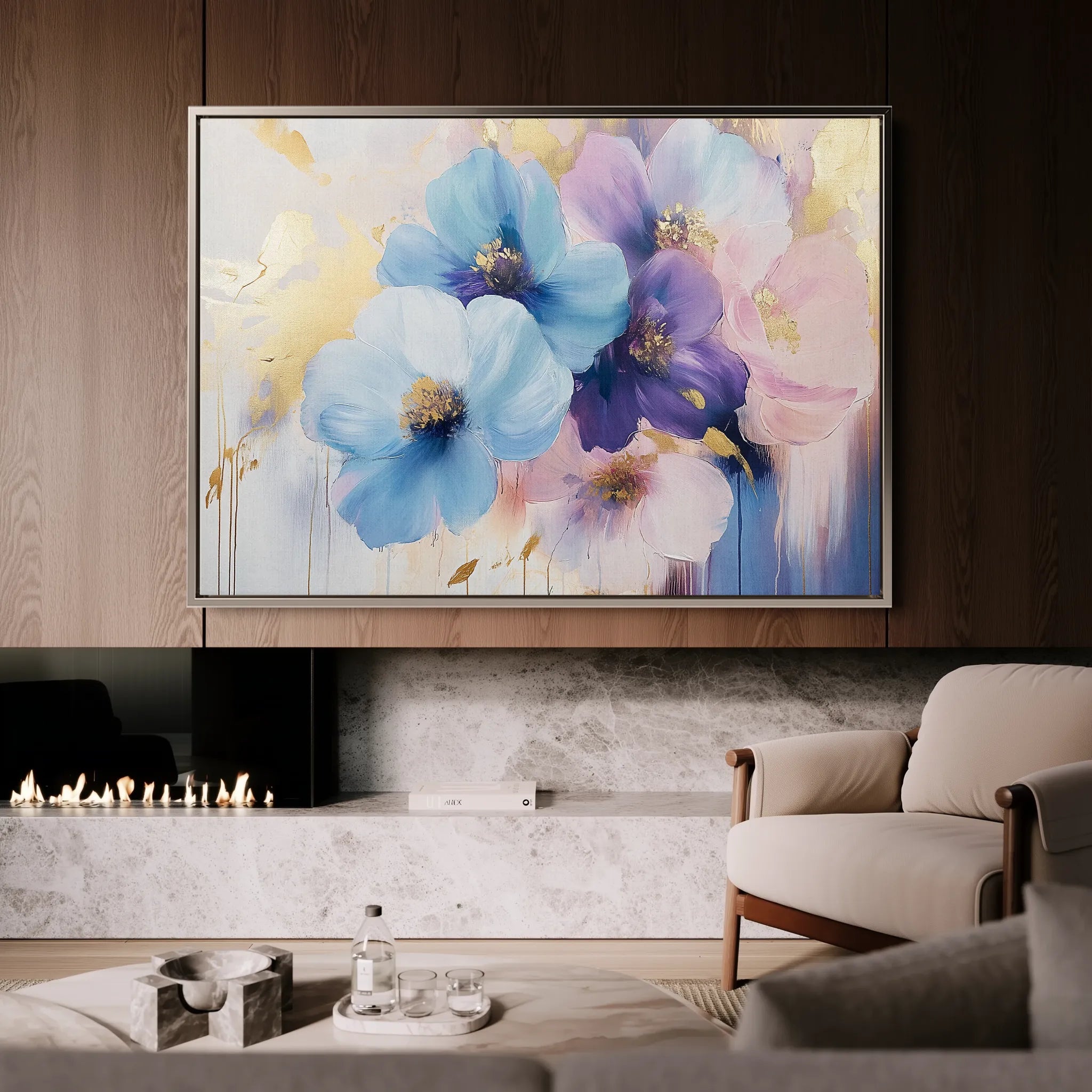 Floral 894 Canvas Art 60 x 40 cm / Black