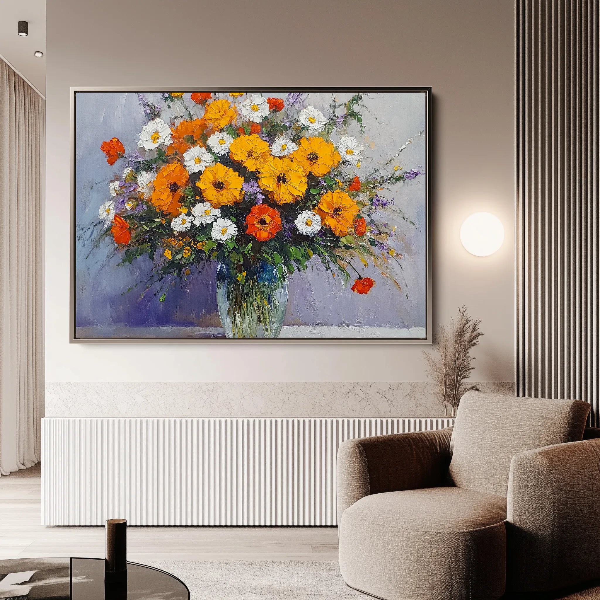 Floral 895 Canvas Art 60 x 40 cm / Black