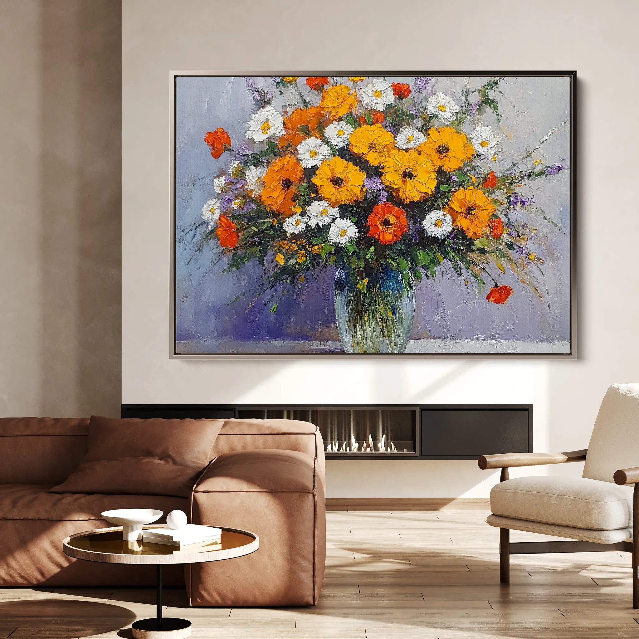 Floral 895 Canvas Art 60 x 40 cm / Black