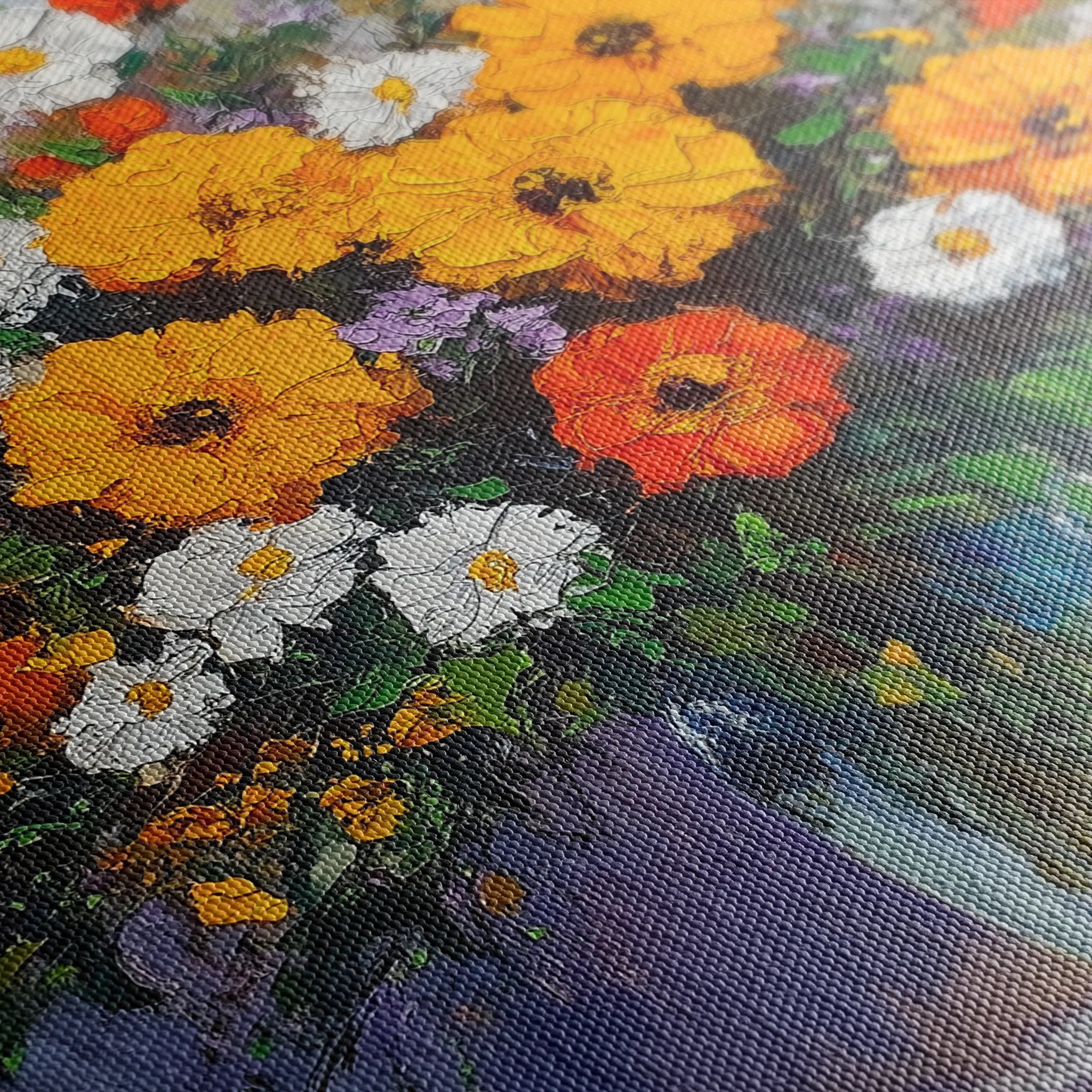 Floral 895 Canvas Art 60 x 40 cm / Black