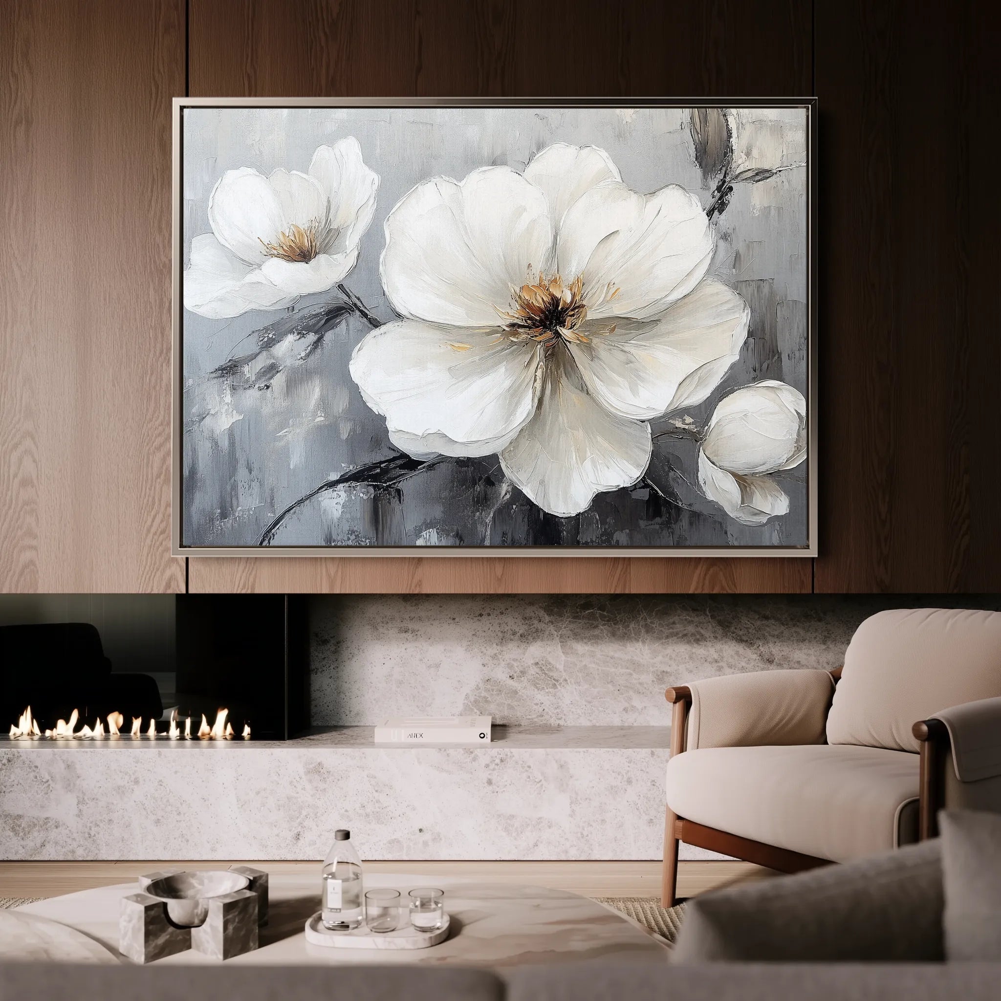 Floral 899 Canvas Art 60 x 40 cm / Black