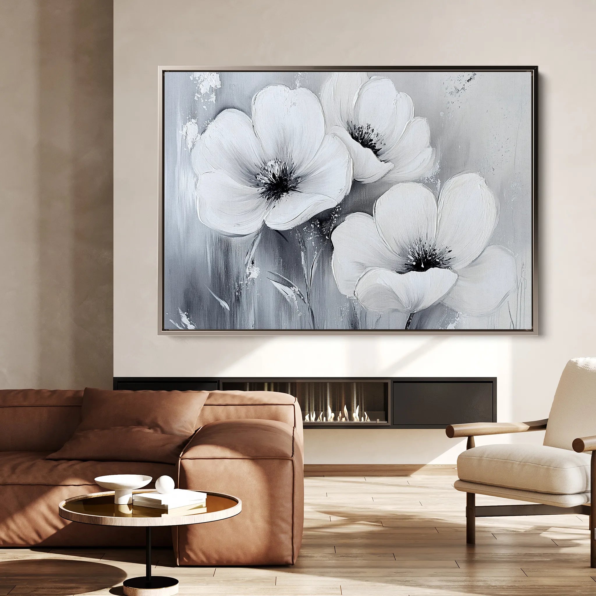 Floral 903 Canvas Art 60 x 40 cm / Black