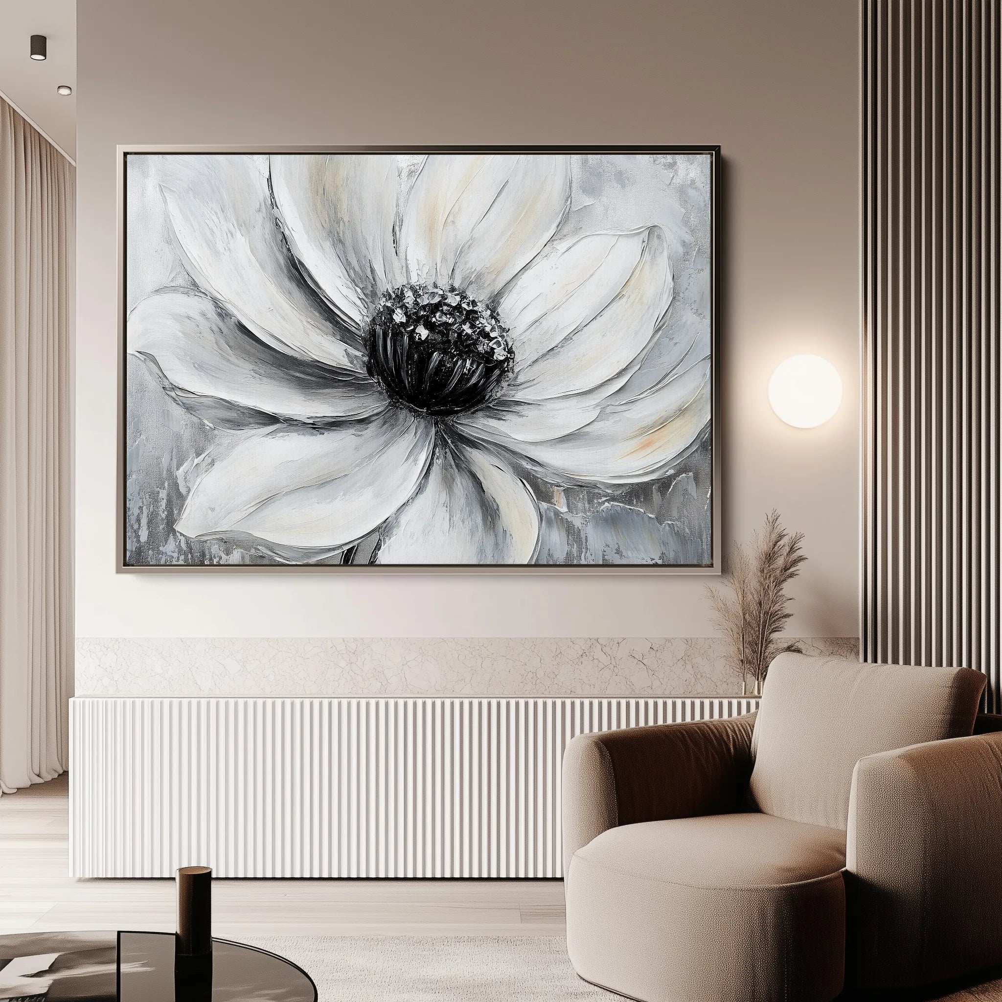 Floral 904 Canvas Art 60 x 40 cm / Black