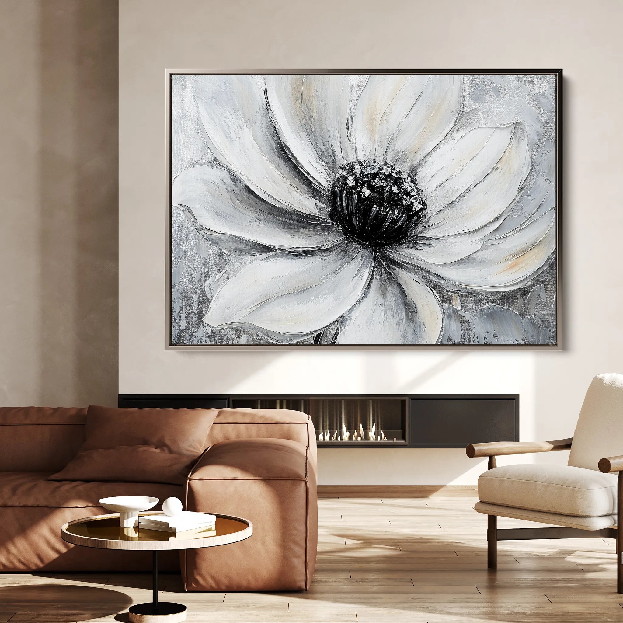 Floral 904 Canvas Art 60 x 40 cm / Black