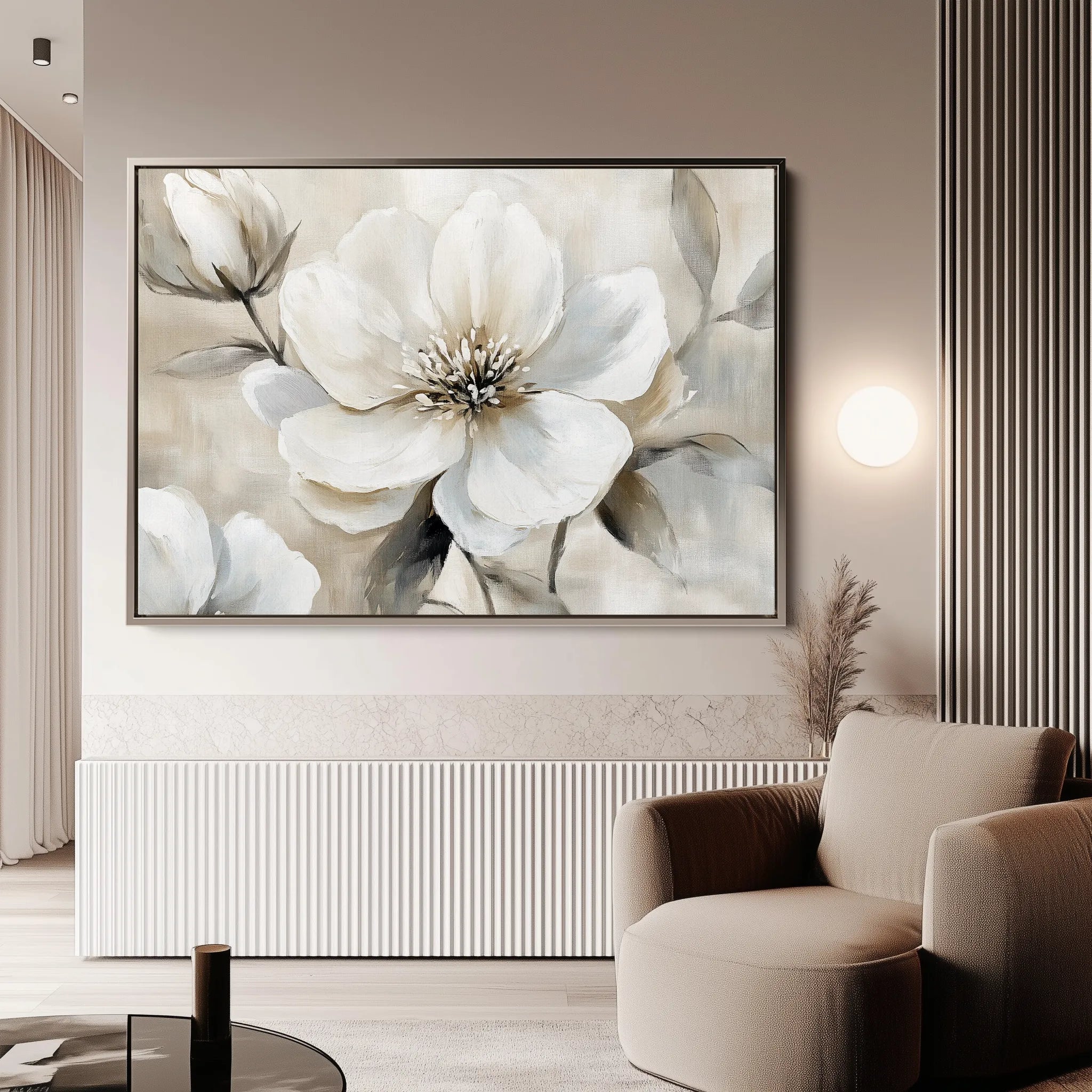 Floral 907 Canvas Art 60 x 40 cm / Black