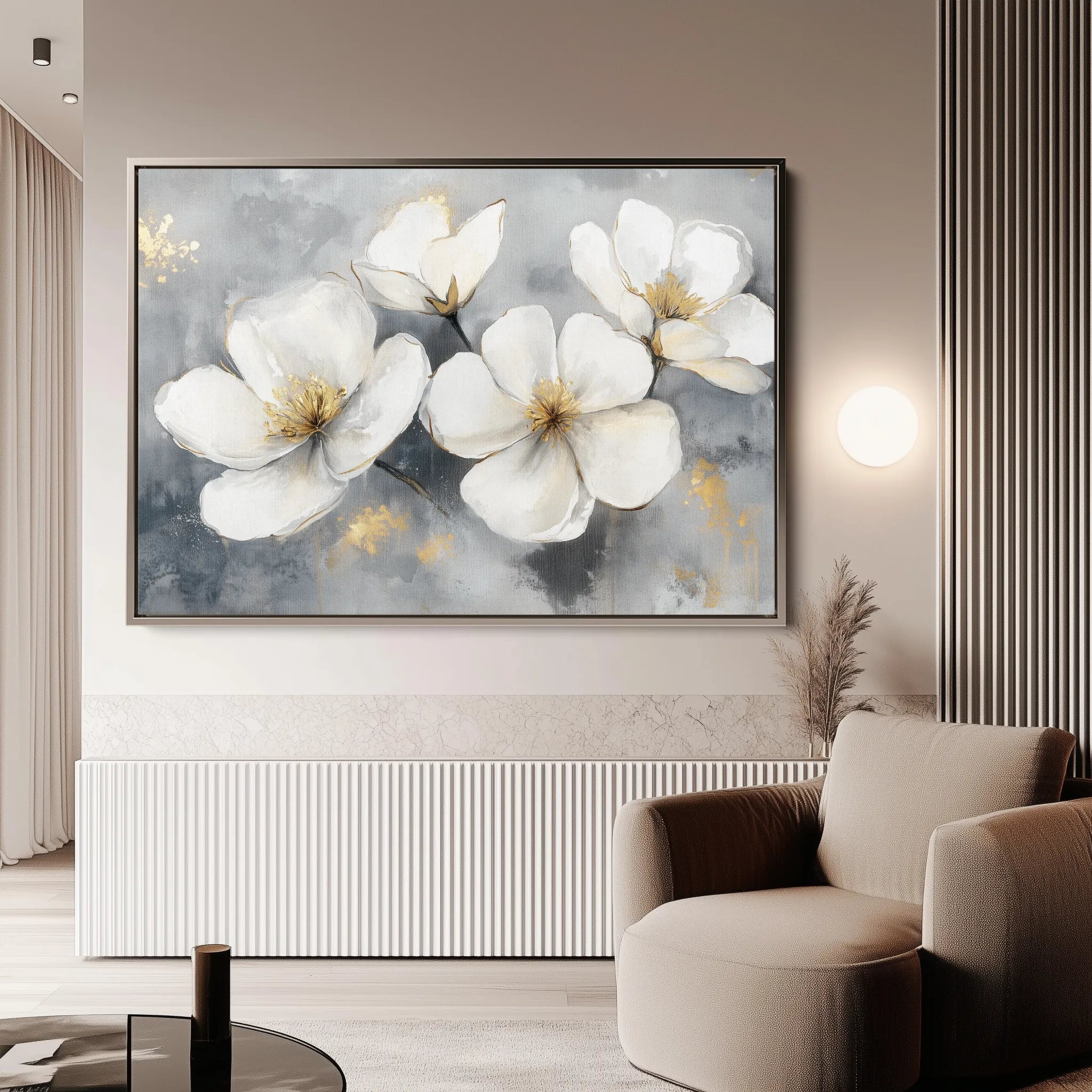 Floral 910 Canvas Art 60 x 40 cm / Black