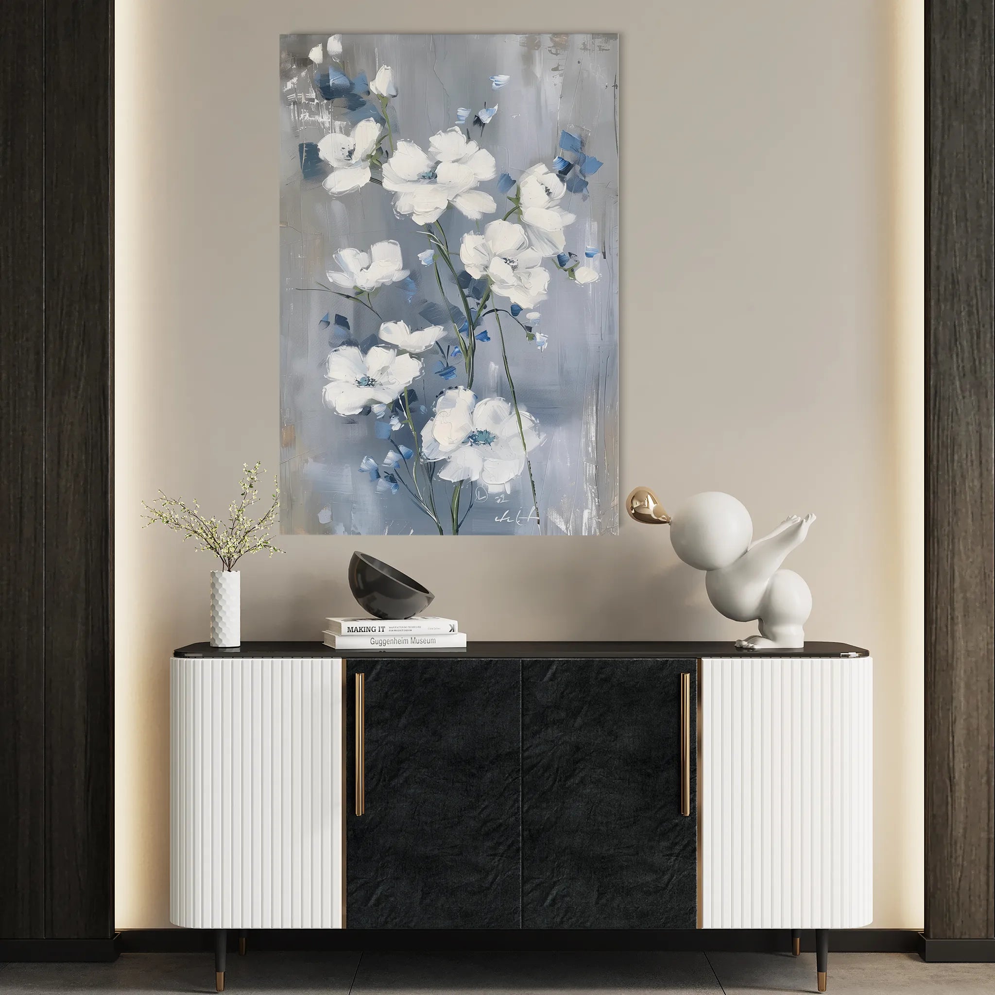 Floral 912 Canvas Art 60 x 40 cm / Black