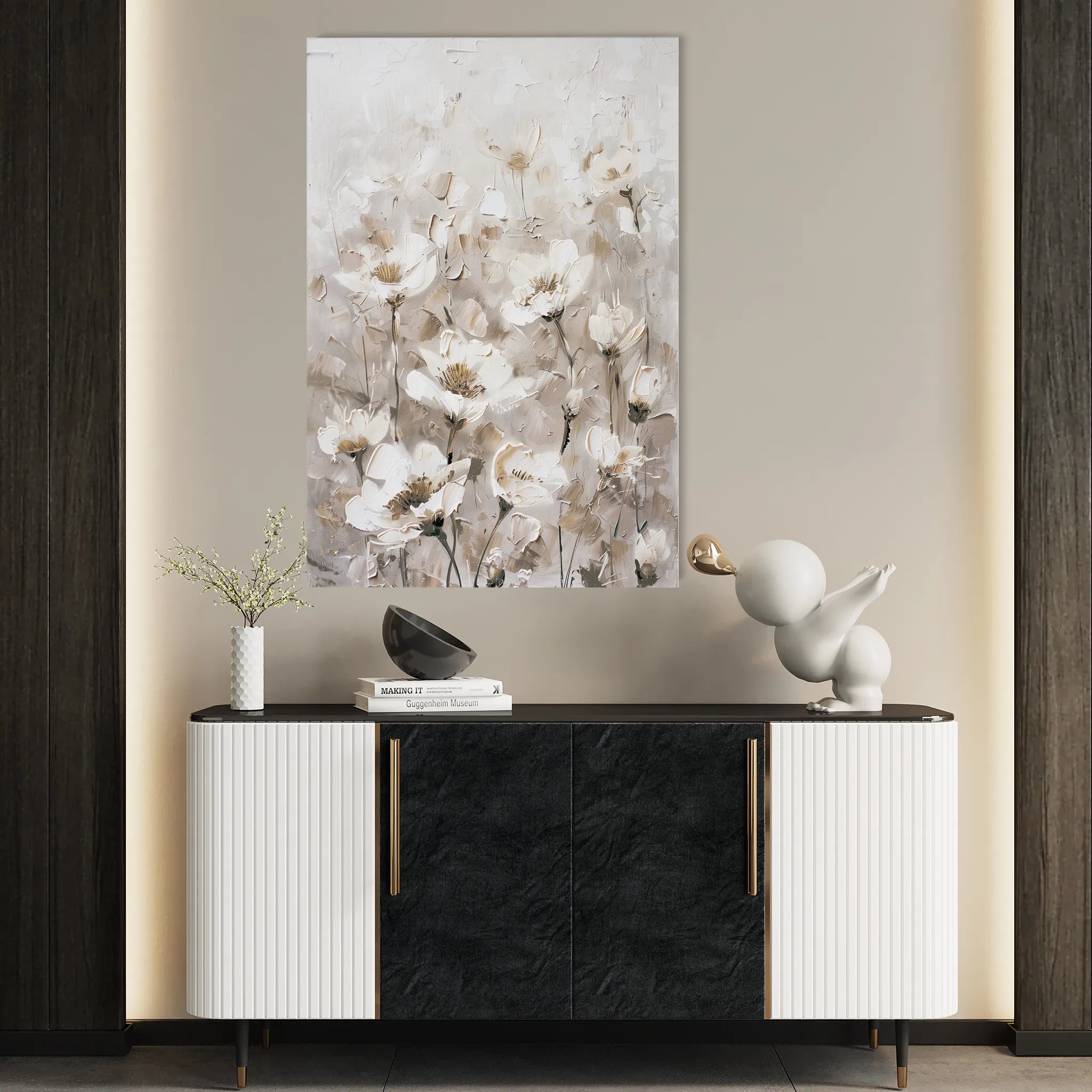 Floral 913 Canvas Art 60 x 40 cm / Black