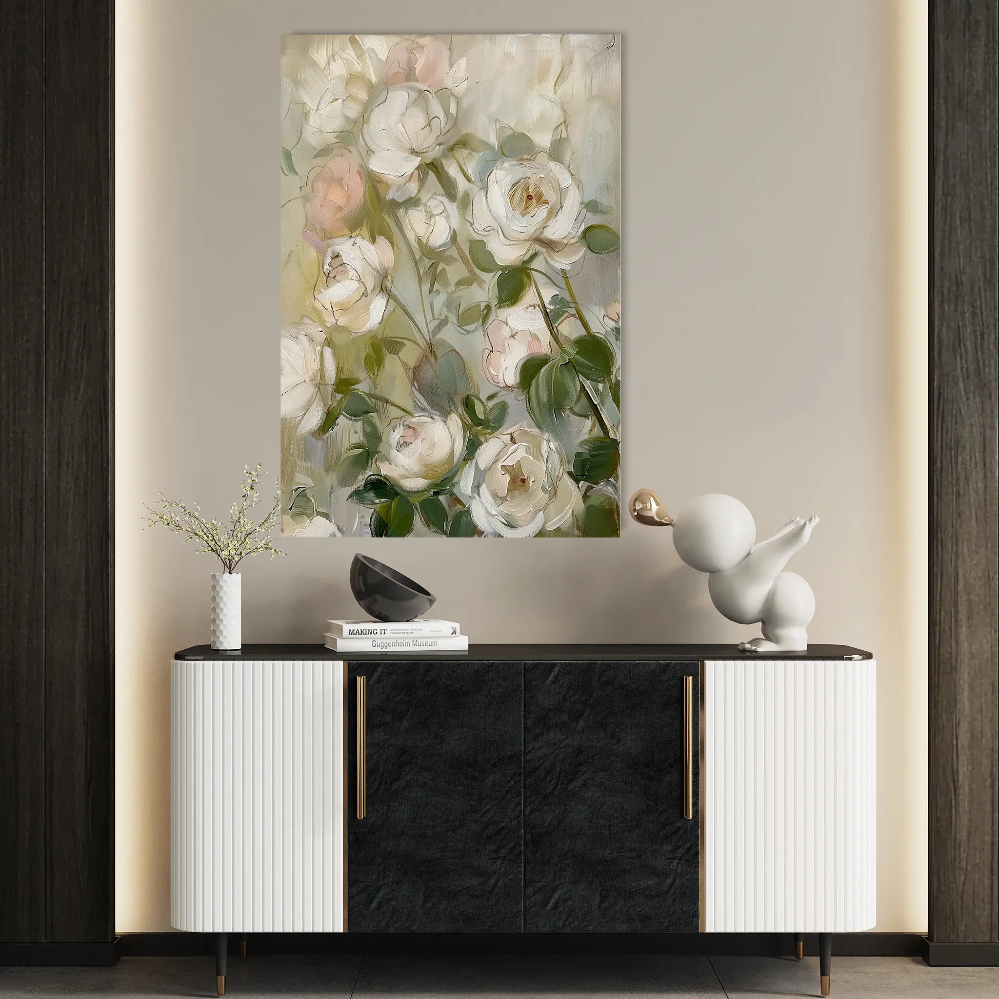 Floral 915 Canvas Art 60 x 40 cm / Black