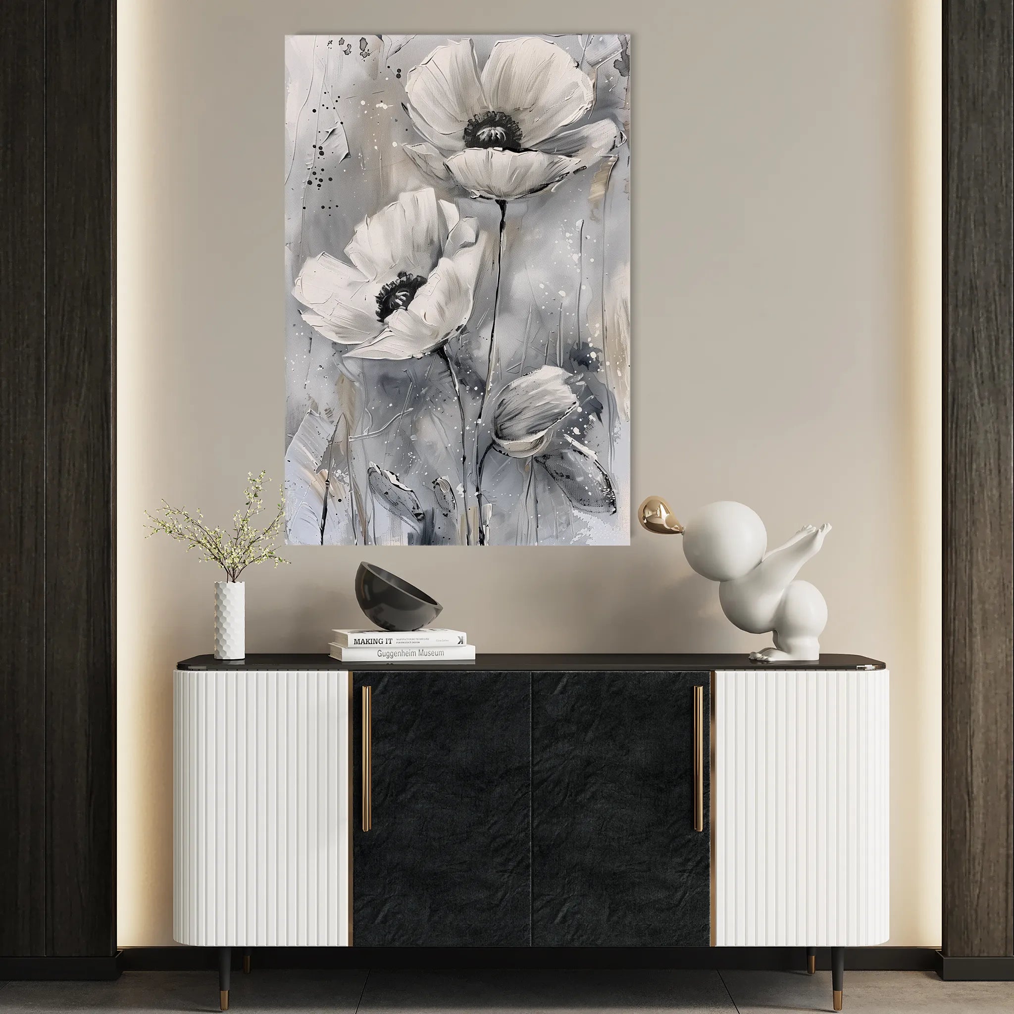 Floral 916 Canvas Art 60 x 40 cm / Black