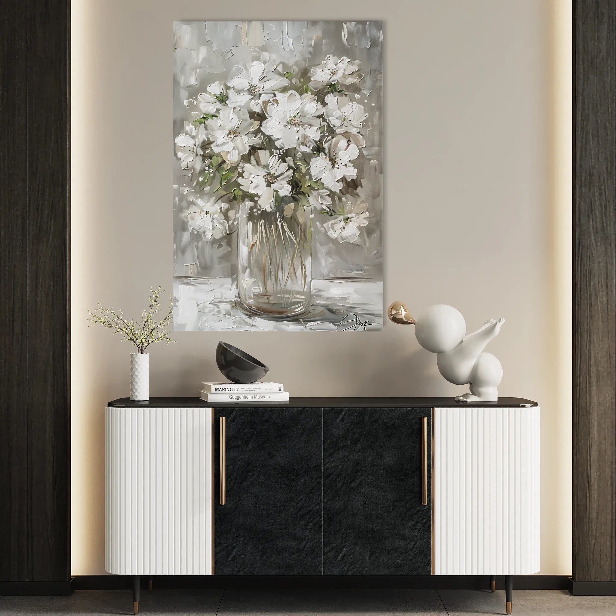 Floral 917 Canvas Art 60 x 40 cm / Black