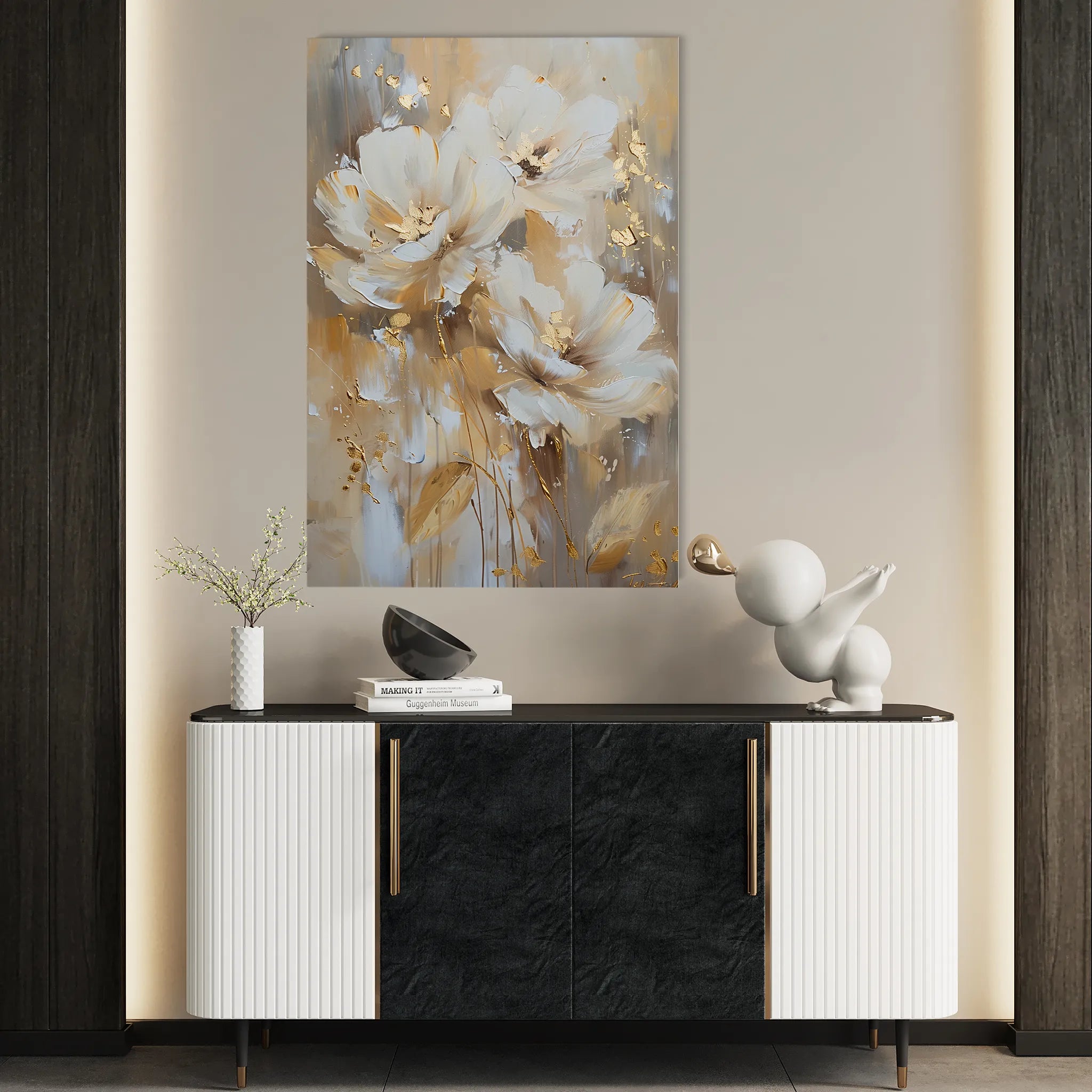 Floral 918 Canvas Art 60 x 40 cm / Black