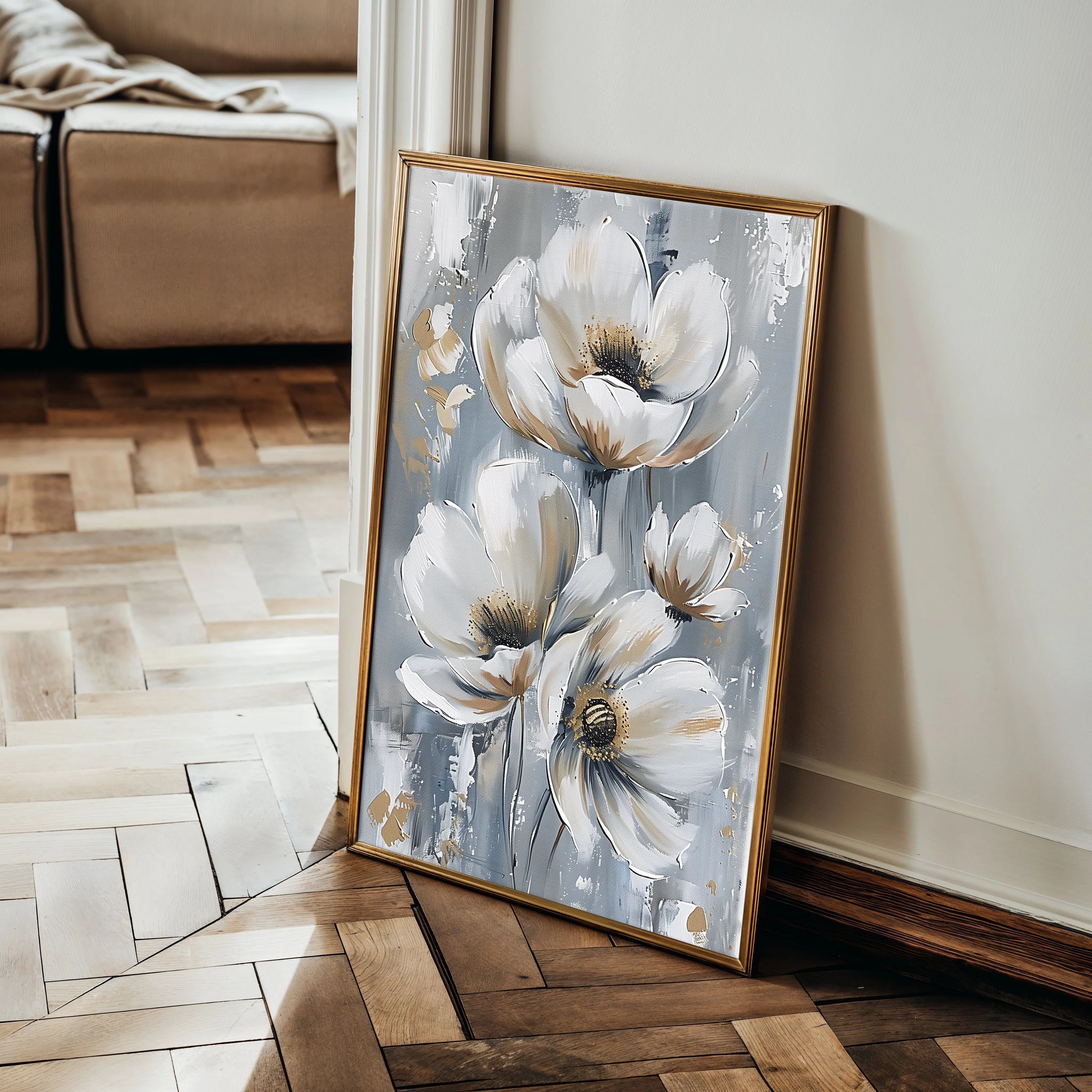 Floral 919 Canvas Art 60 x 40 cm / Black