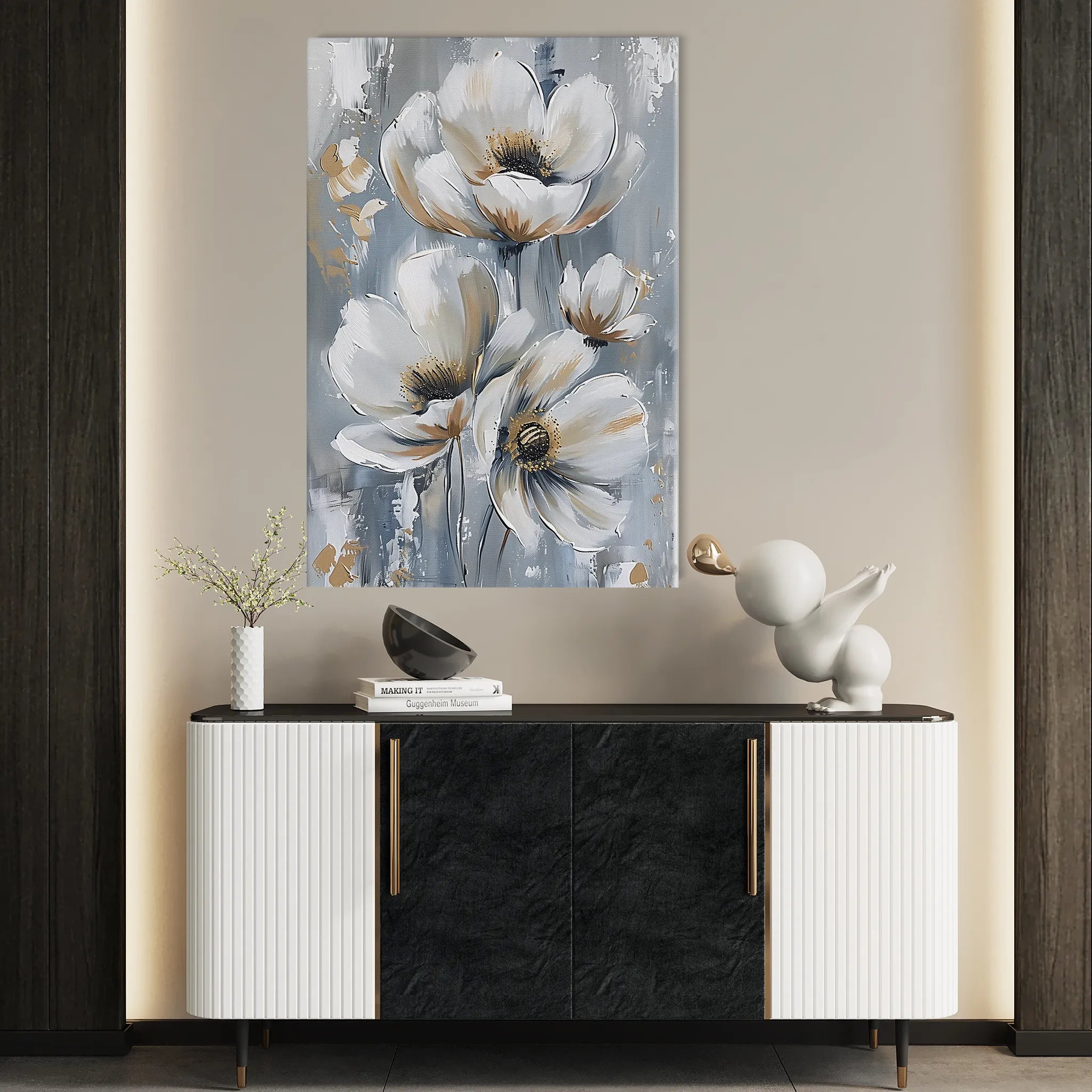 Floral 919 Canvas Art 60 x 40 cm / Black