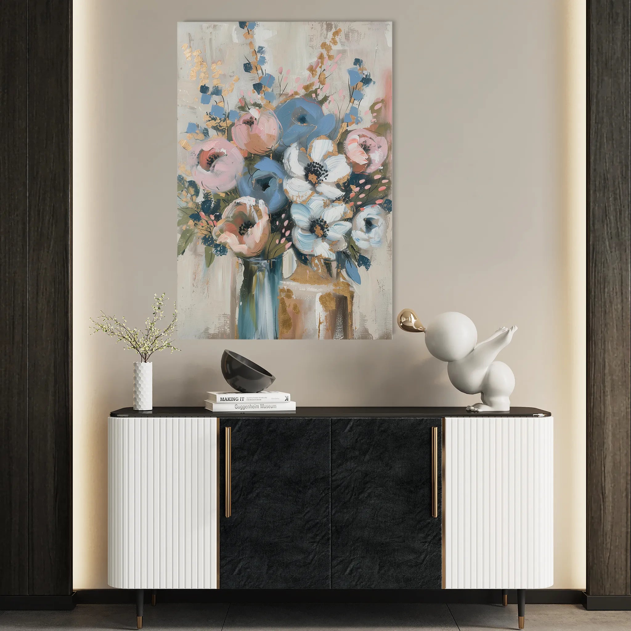 Floral 920 Canvas Art 60 x 40 cm / Black