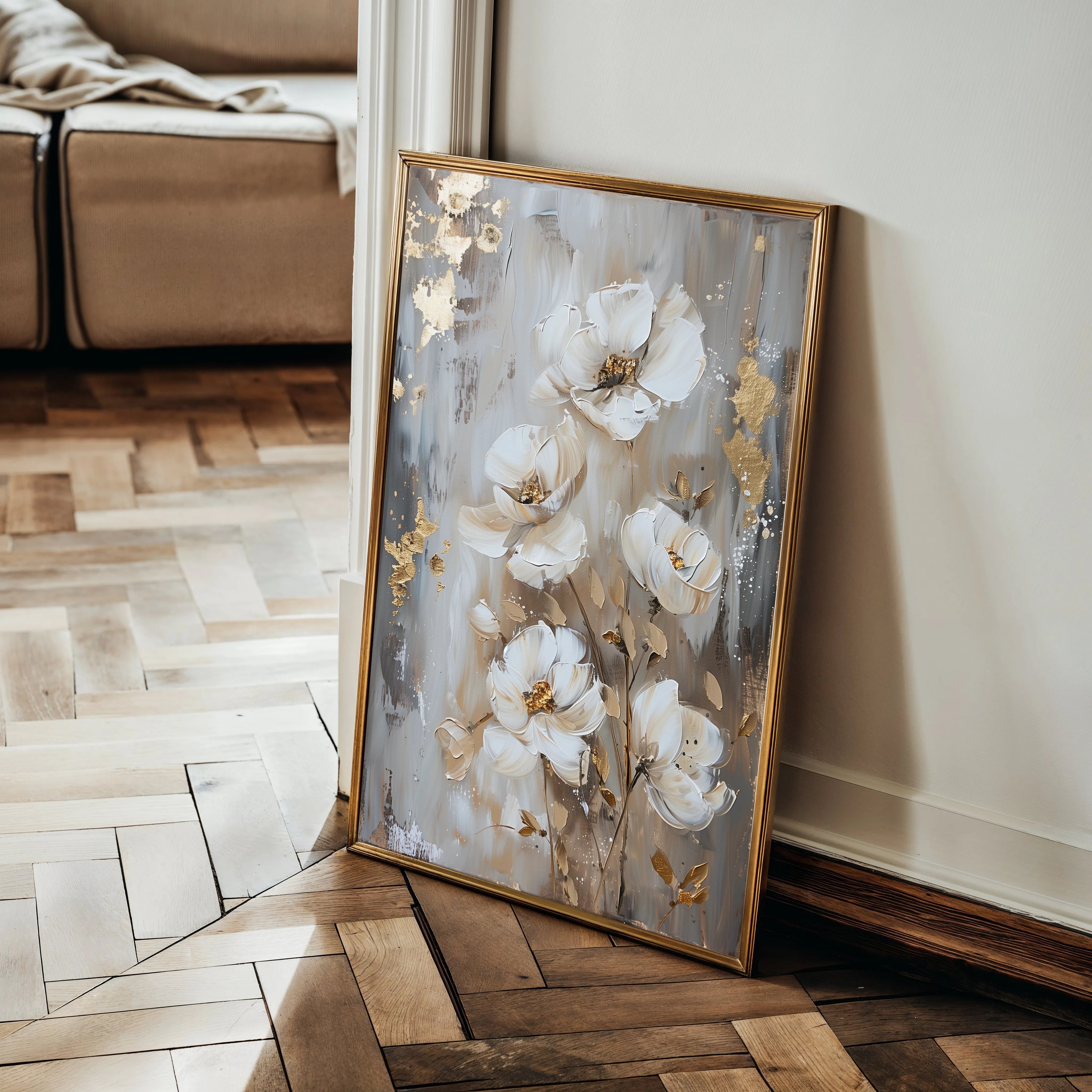 Floral 922 Canvas Art 60 x 40 cm / Black
