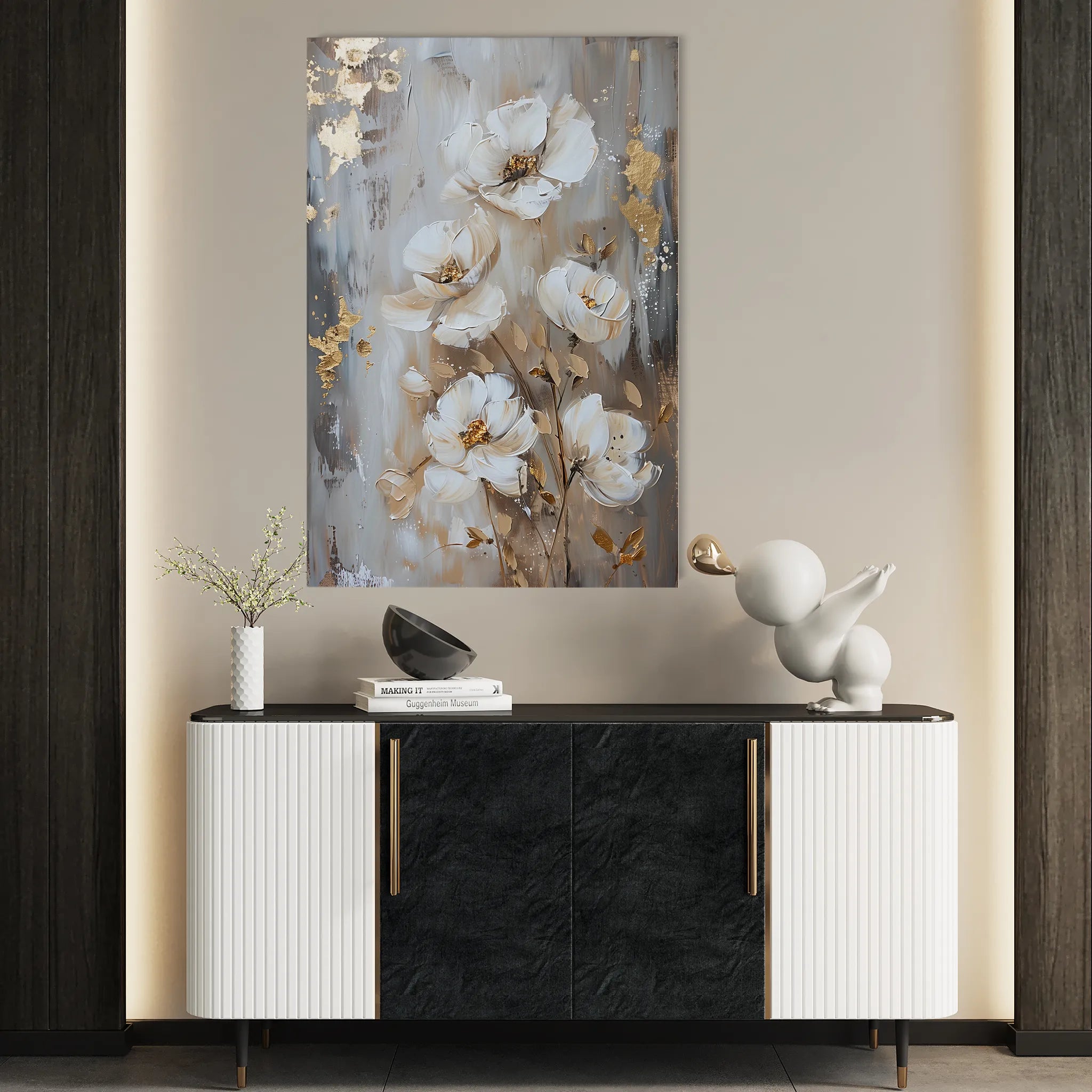 Floral 922 Canvas Art 60 x 40 cm / Black