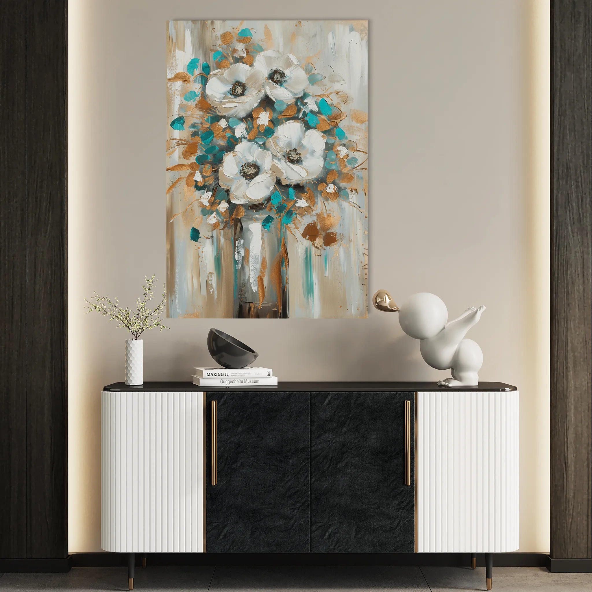 Floral 924 Canvas Art 60 x 40 cm / Black