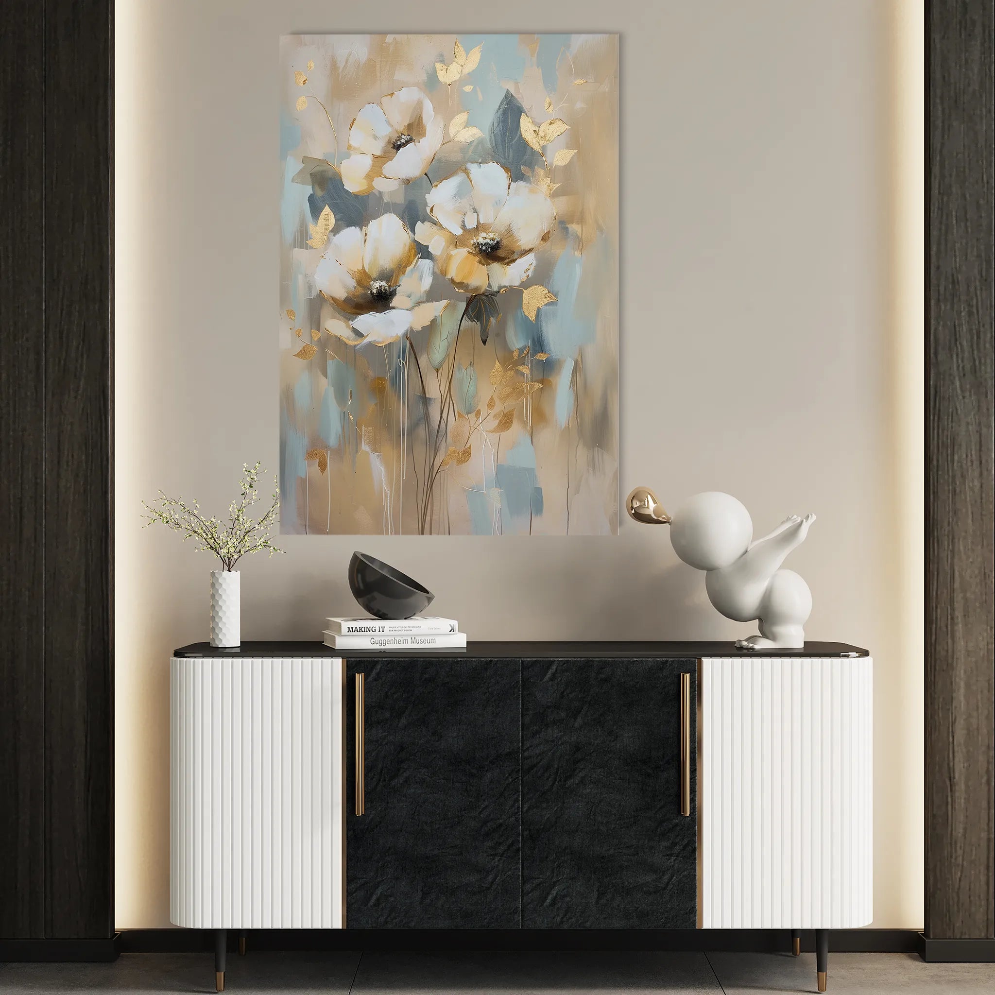 Floral 926 Canvas Art 60 x 40 cm / Black