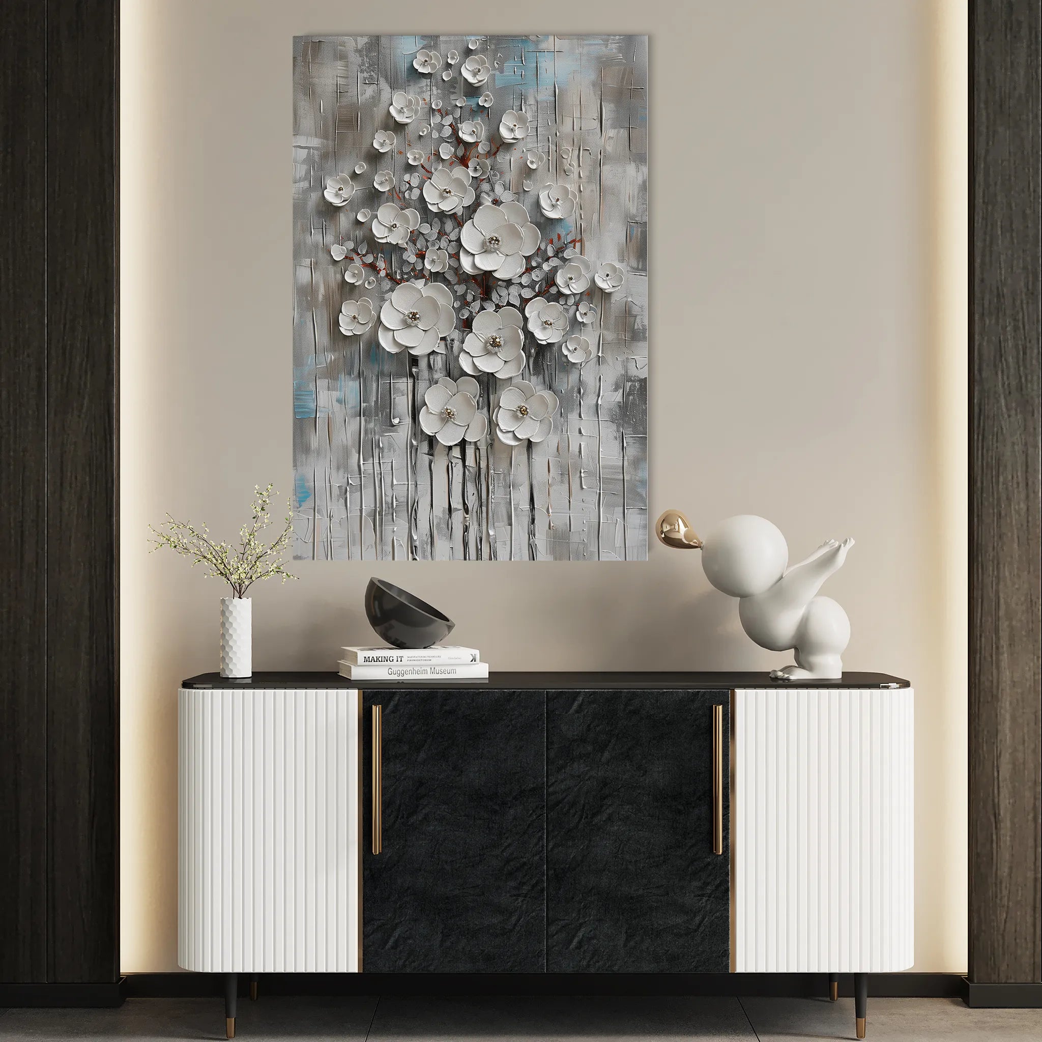 Floral 927 Canvas Art 60 x 40 cm / Black