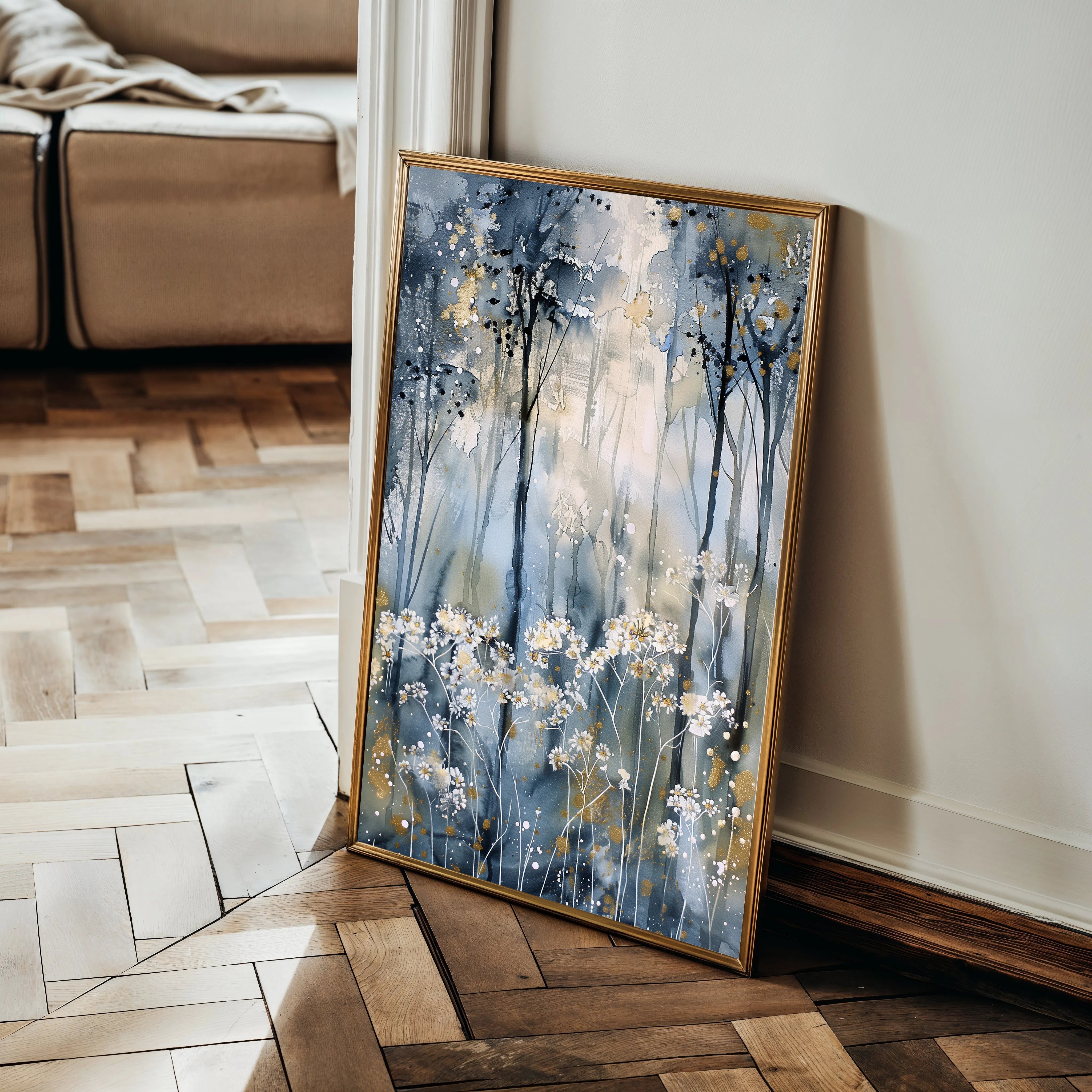 Floral 928 Canvas Art 60 x 40 cm / Black