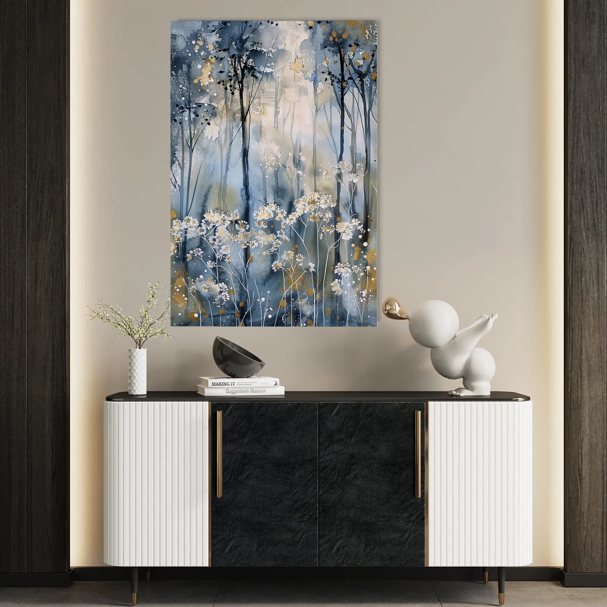 Floral 928 Canvas Art 60 x 40 cm / Black