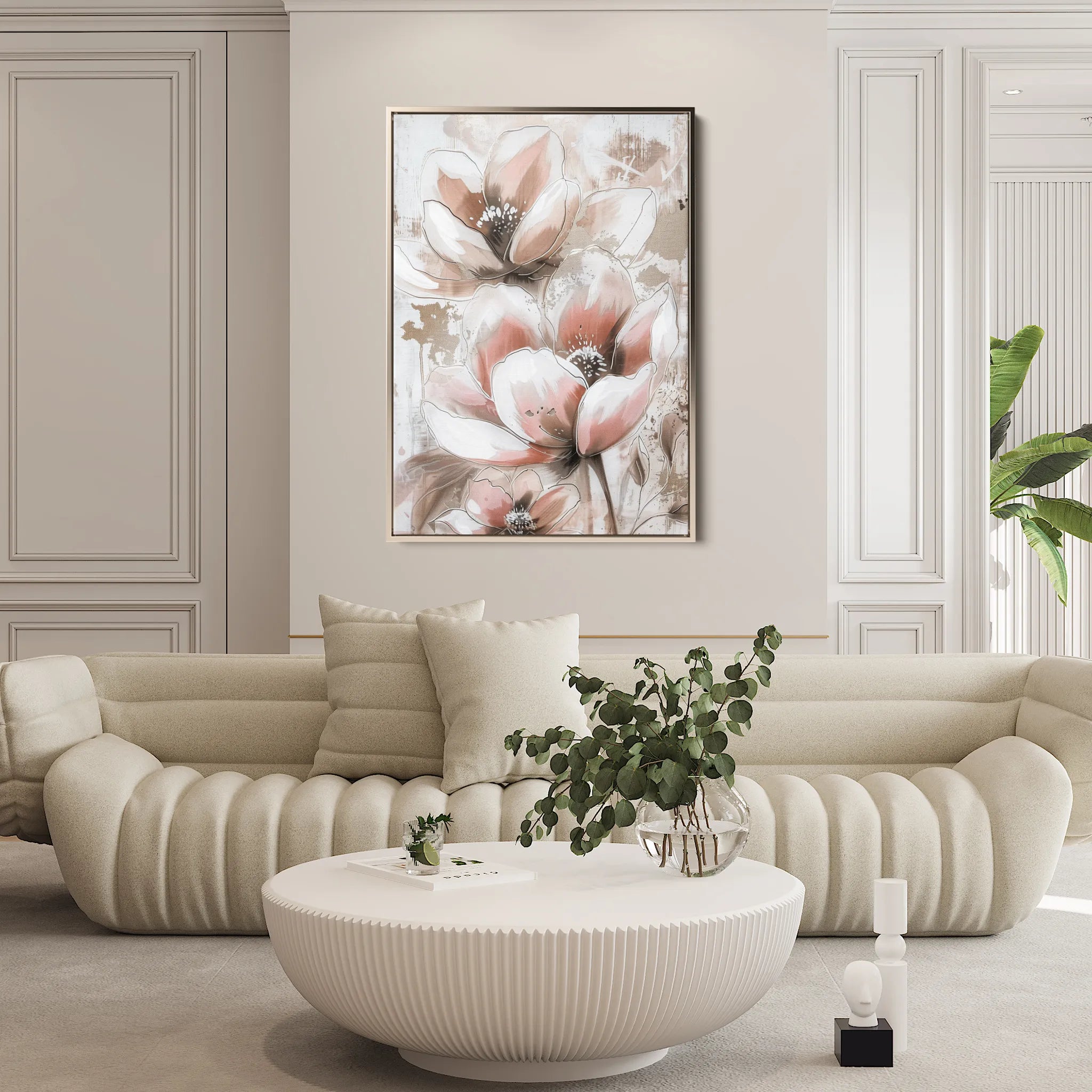 Floral 929 Canvas Art 60 x 40 cm / Black
