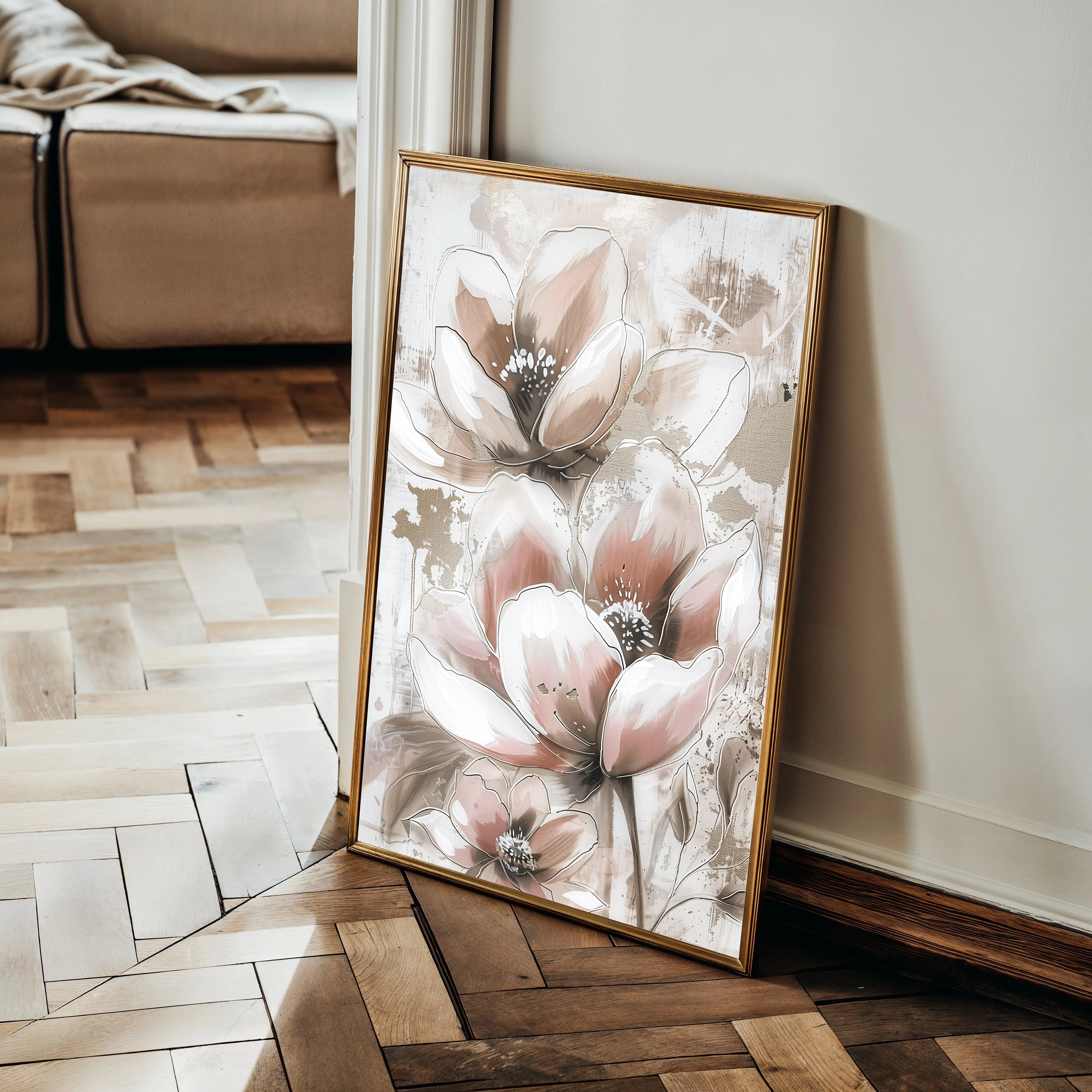 Floral 929 Canvas Art 60 x 40 cm / Black
